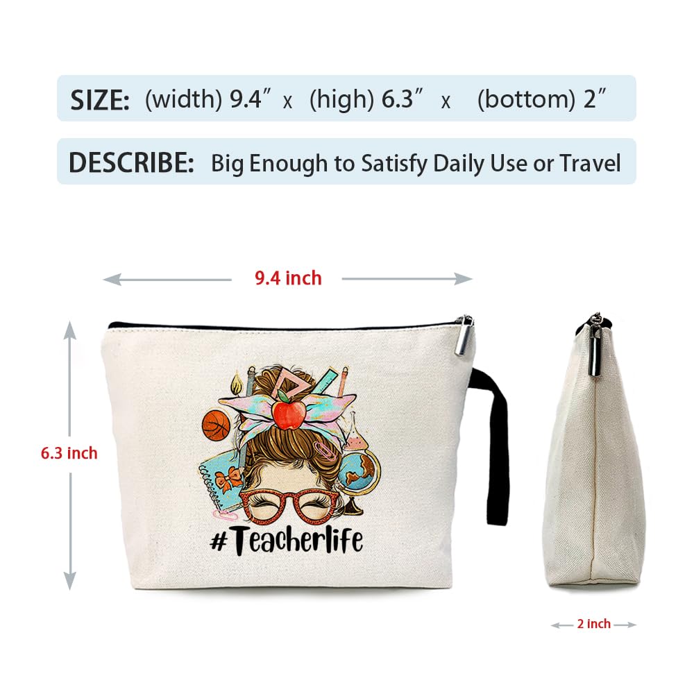 ZHANTUONE Teacher Cosmetic Bag - Perfect Teacher Appreciation Gift, Birthday Present & Graduation Gift for Educators - Ideal for Classroom Organization, Travel & Daily Makeup Storage