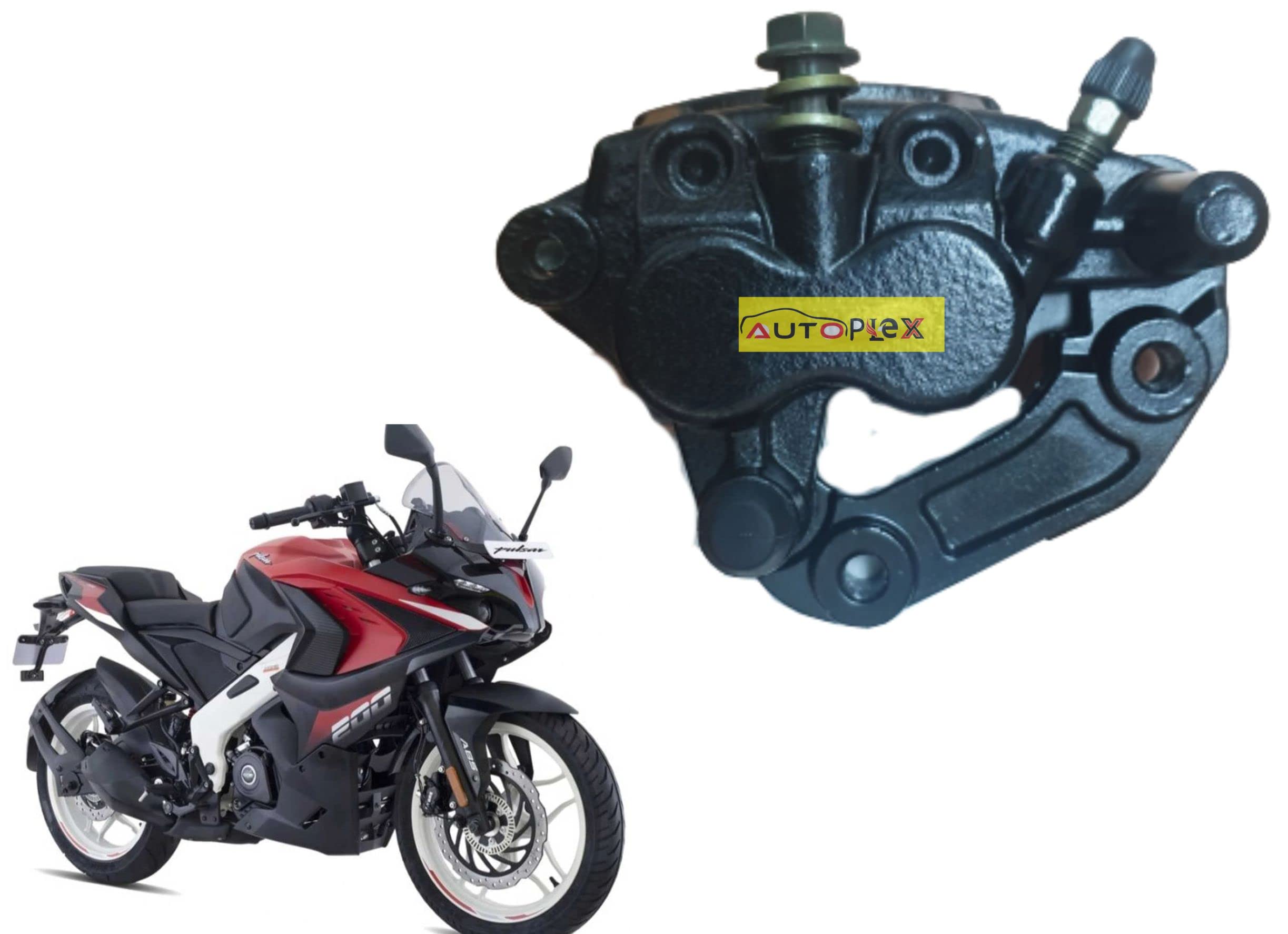Autoplex Front Disc Brake Caliper Assembly for Bajaj Pulsar 200 - High Performance Black Brake Caliper - Perfect for Motorcycle Maintenance & Upgrades