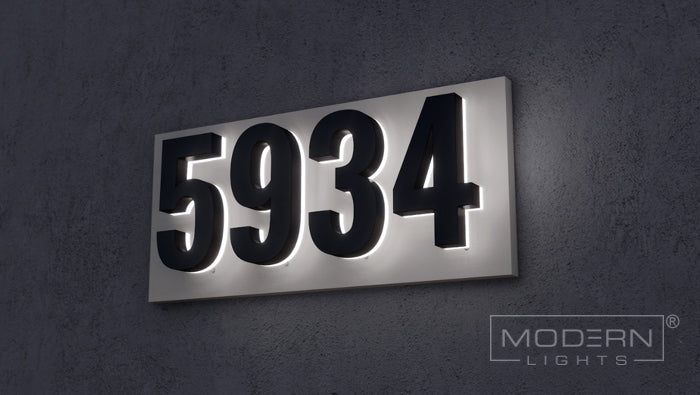 Modern LED Backlit House Numbers - 5 Inch ABS Plastic, Black (LN59BK) - Energy Efficient & Weatherproof for Home, Office, or Apartment Address Signage