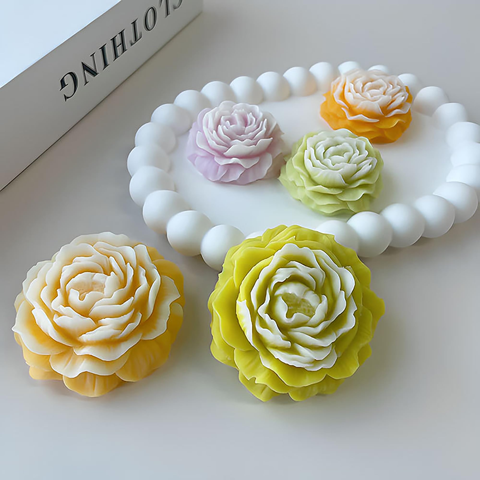 3 Pack Peony & Rose Silicone Resin Molds for DIY Candle Making, Soap Crafting & Home Decor - Perfect for Wedding Centerpieces, Bathroom Decor & Gift Making