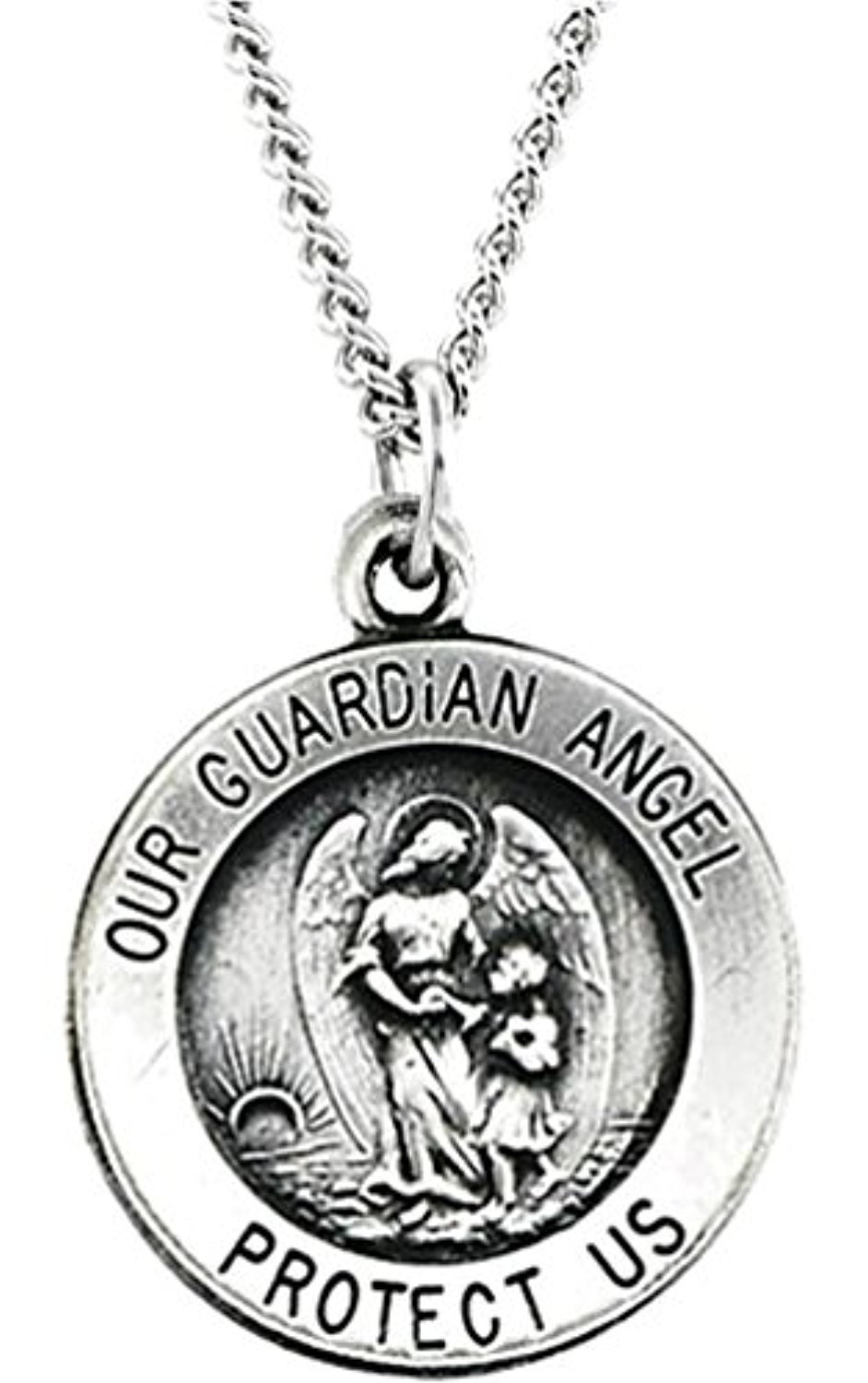 Guardian Angel Necklace Sterling Silver - Religious Jewelry for Women & Men - Perfect for Gifts, Baptism, First Communion & Everyday Wear