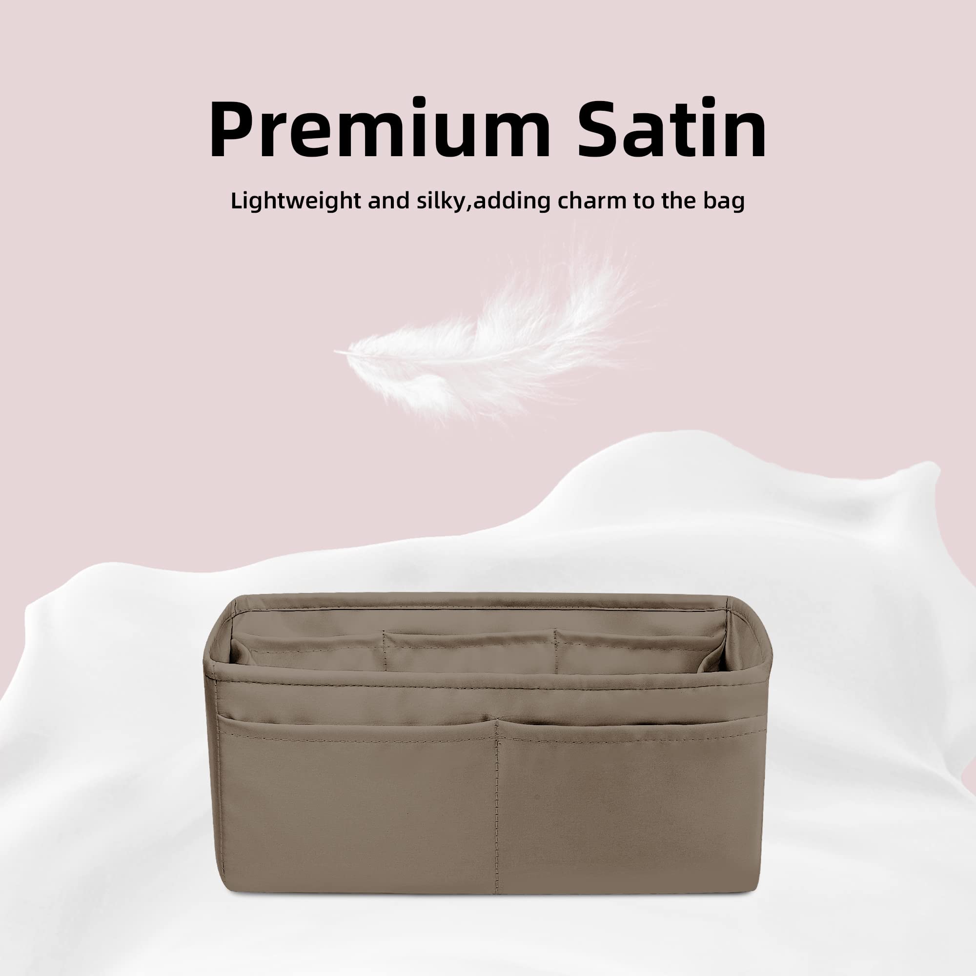 DGAZ Luxury Silky Purse Organizer Insert for Handbags & Totes - Perfect Fit for Hermes Garden Party 30/36 Bags (Etoupe Grey, GP36) | Keep Your Essentials Organized at Work, Travel & Daily Use