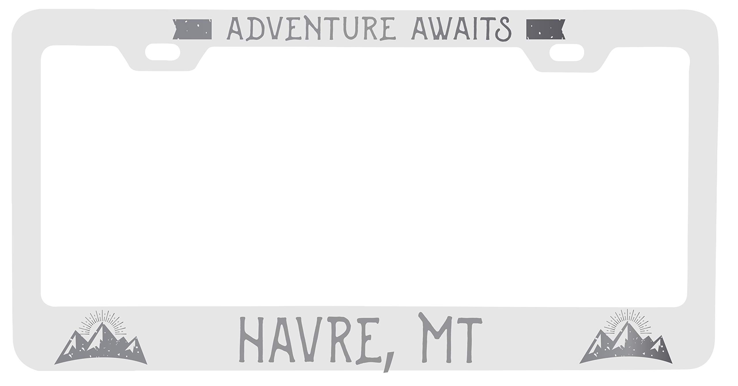 Laser Engraved Metal License Plate Frame - 'Adventures Awaits' Montana Design for Cars & Trucks | Durable & Stylish Auto Accessory for Road Trips & Outdoor Enthusiasts