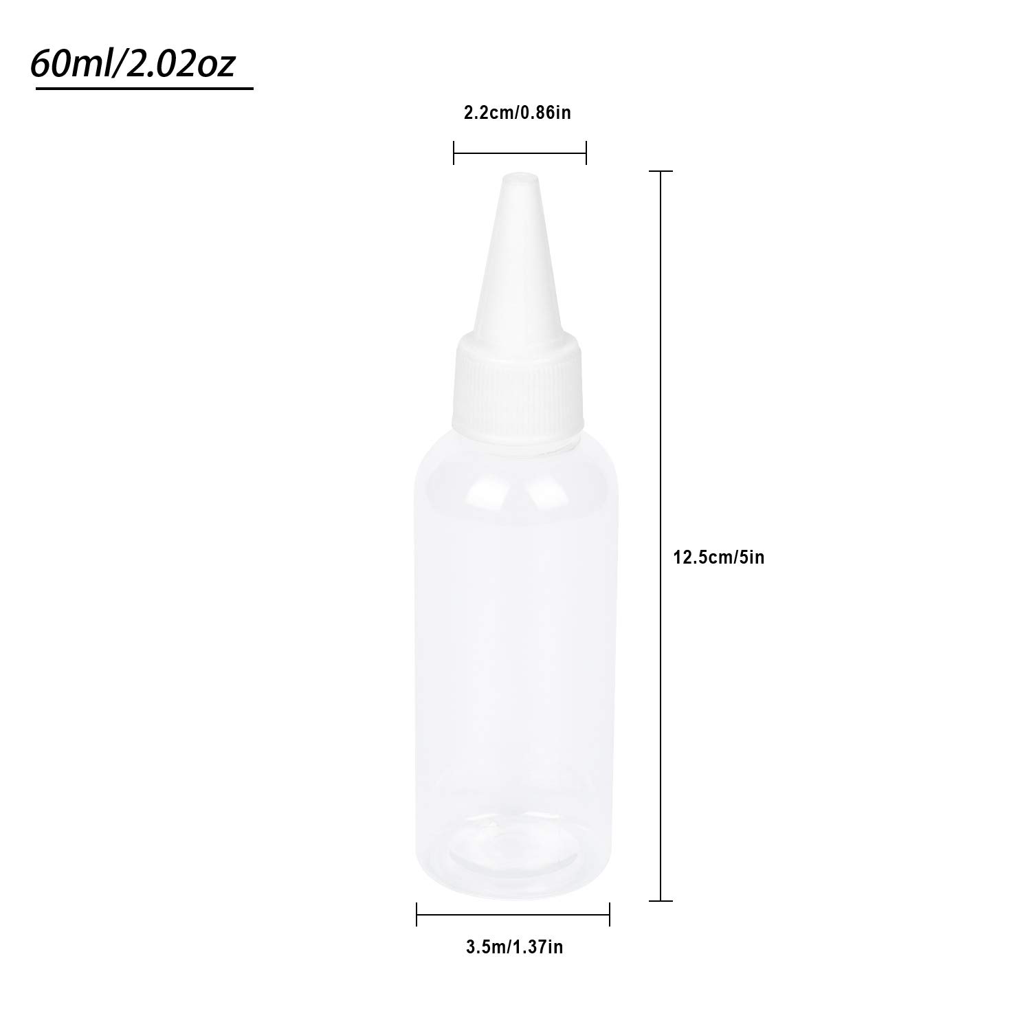 Trendbox 2oz Clear Plastic Bottles with Twist Top Cap - BPA-Free Hair Oil & Liquid Containers - 24 Pack with Labels - Perfect for DIY Hair Care, Essential Oils & Travel Toiletries