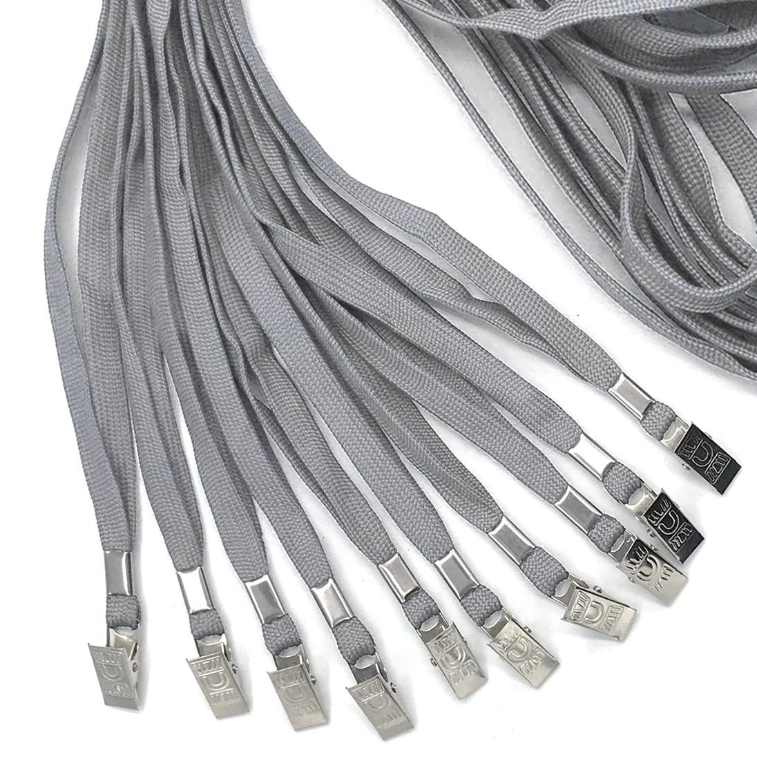 100 Pack Gray Bird Lanyards with Bulldog Clip - Bulk Badge Holder for Events & Work