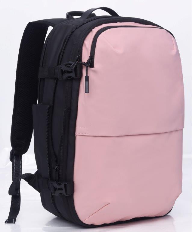 Travelite 17.3 Inch Vacuum Compression Travel Backpack with Hand Pump - Lightweight Carry-On Backpack for Air Travel, Camping & Outdoor Adventures (Pink)