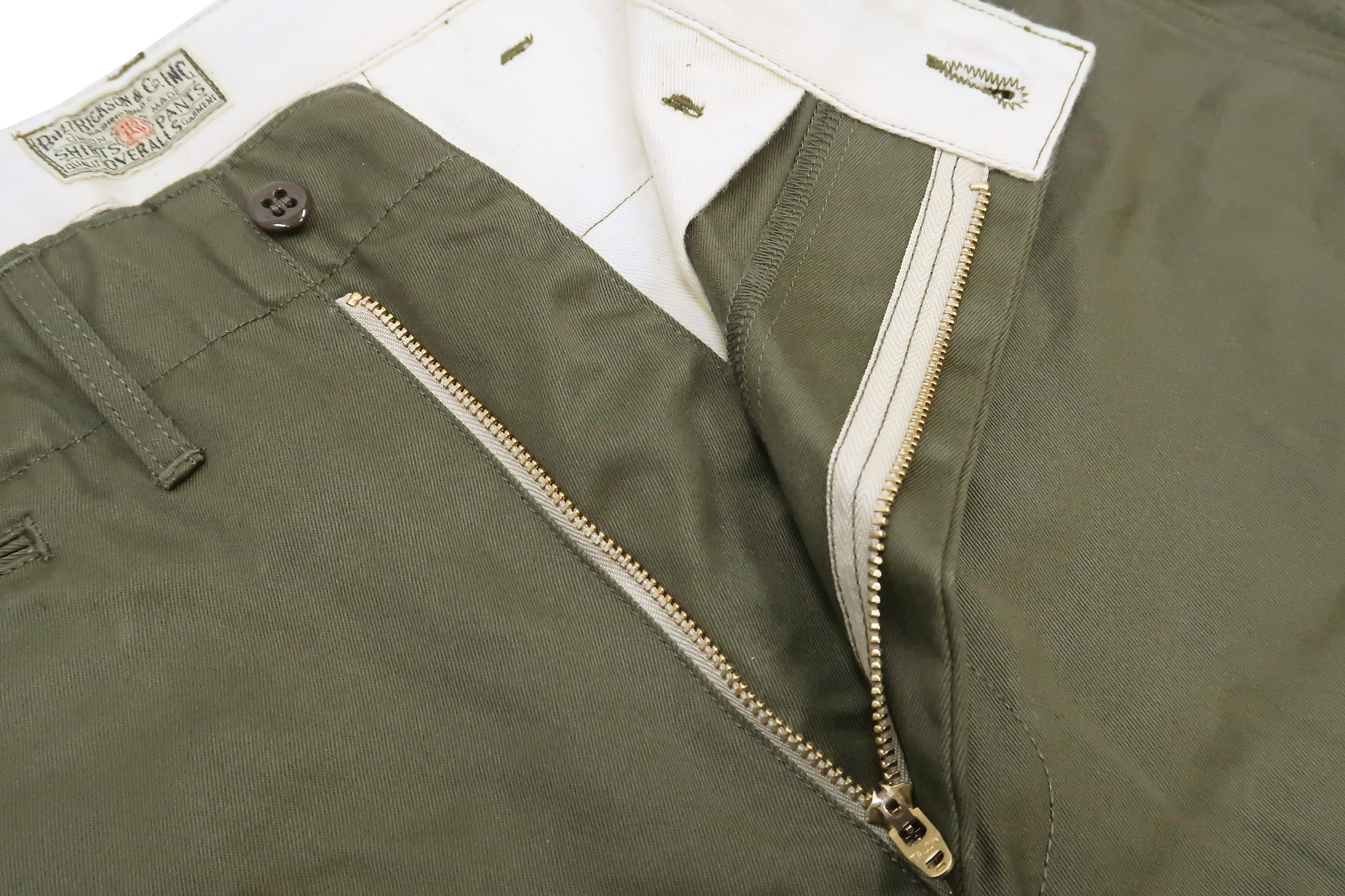 Buzz Rickson Men's US Army Slim Fit Zip Fly Chino Pants BR40025A-03 in Olive Green - Perfect for Military Enthusiasts & Casual Wear