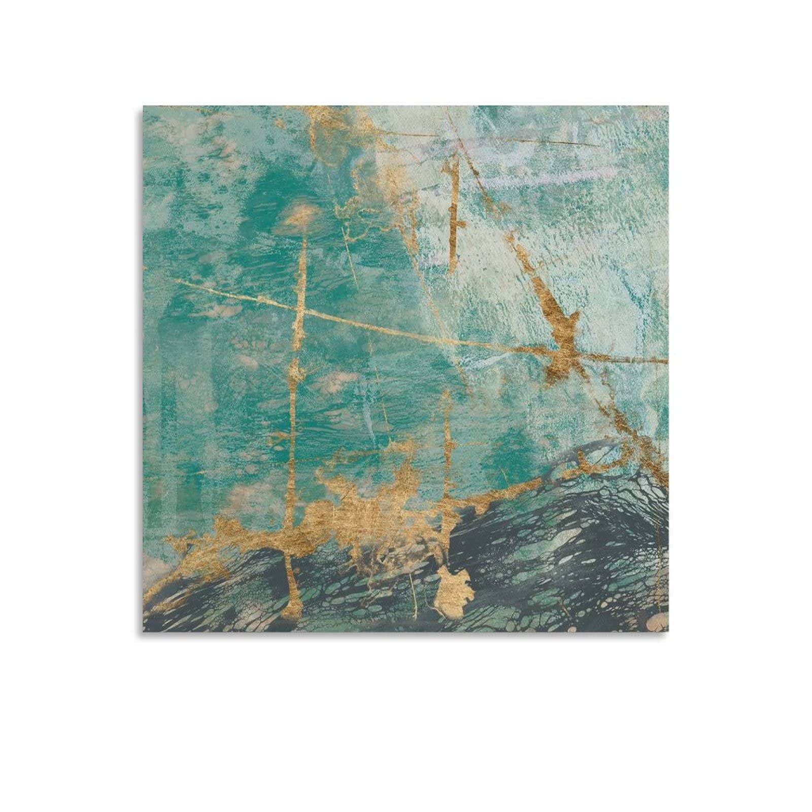 Vintage Abstract Blue Wall Art Canvas Print - Modern Home & Office Decor for Living Room, Bedroom, Kitchen - 28x28 Inch (70x70cm) Framed Poster - Perfect for Boho, Scandinavian & Minimalist Interior Design Styles