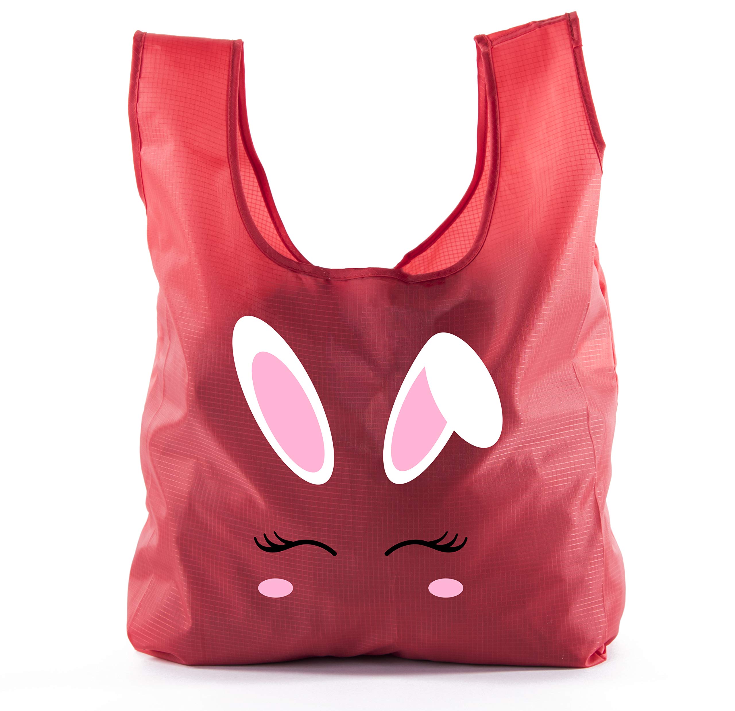 Easter Basket Bags - Bulk Reusable Grocery Tote Bags for Easter Egg Hunt with Cute Bunny Face Design | Perfect for Easter Gifts, Party Favors & Spring Celebrations