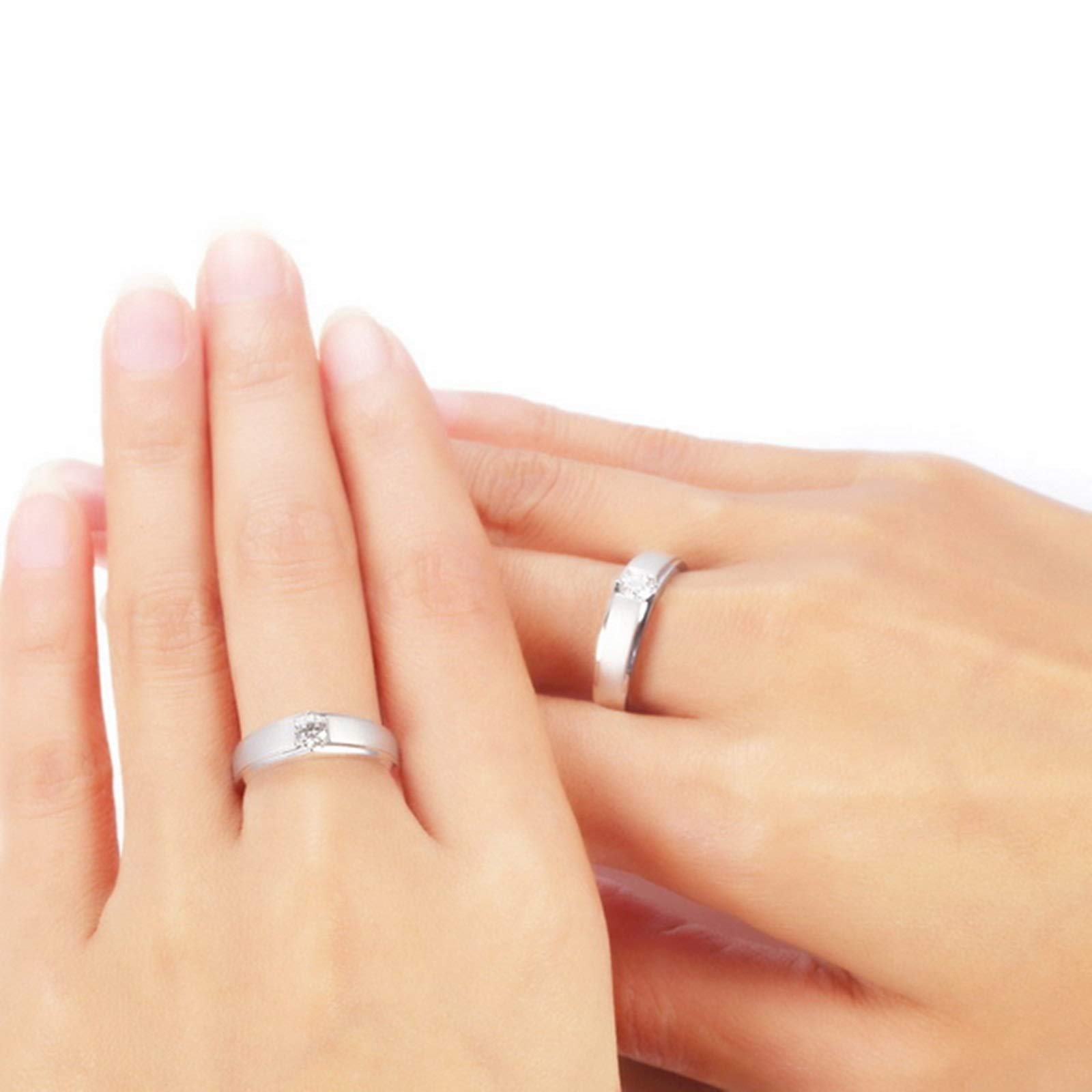 Daesar Platinum Engagement Ring Set for Men & Women - Matte Wedding Band with Diamonds in White Gold - Perfect for Proposals, Anniversaries & Romantic Occasions