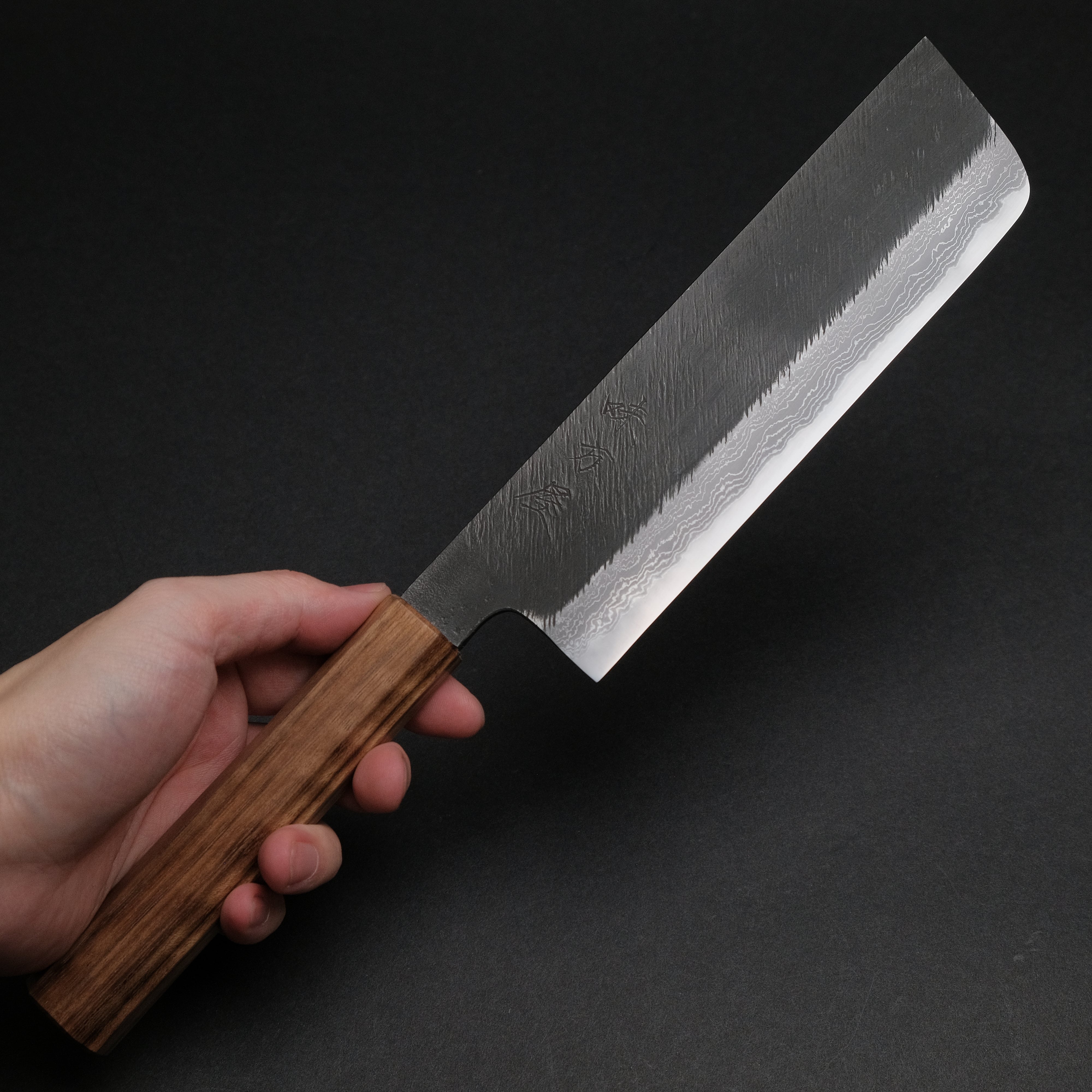 Premium Ajikataya White #2 Matsuba Damascus Nakiri Knife 180mm - Handcrafted Japanese Kitchen Knife with Ebony Wood Handle (#18) - Perfect for Sushi, Vegetables & Precision Cutting