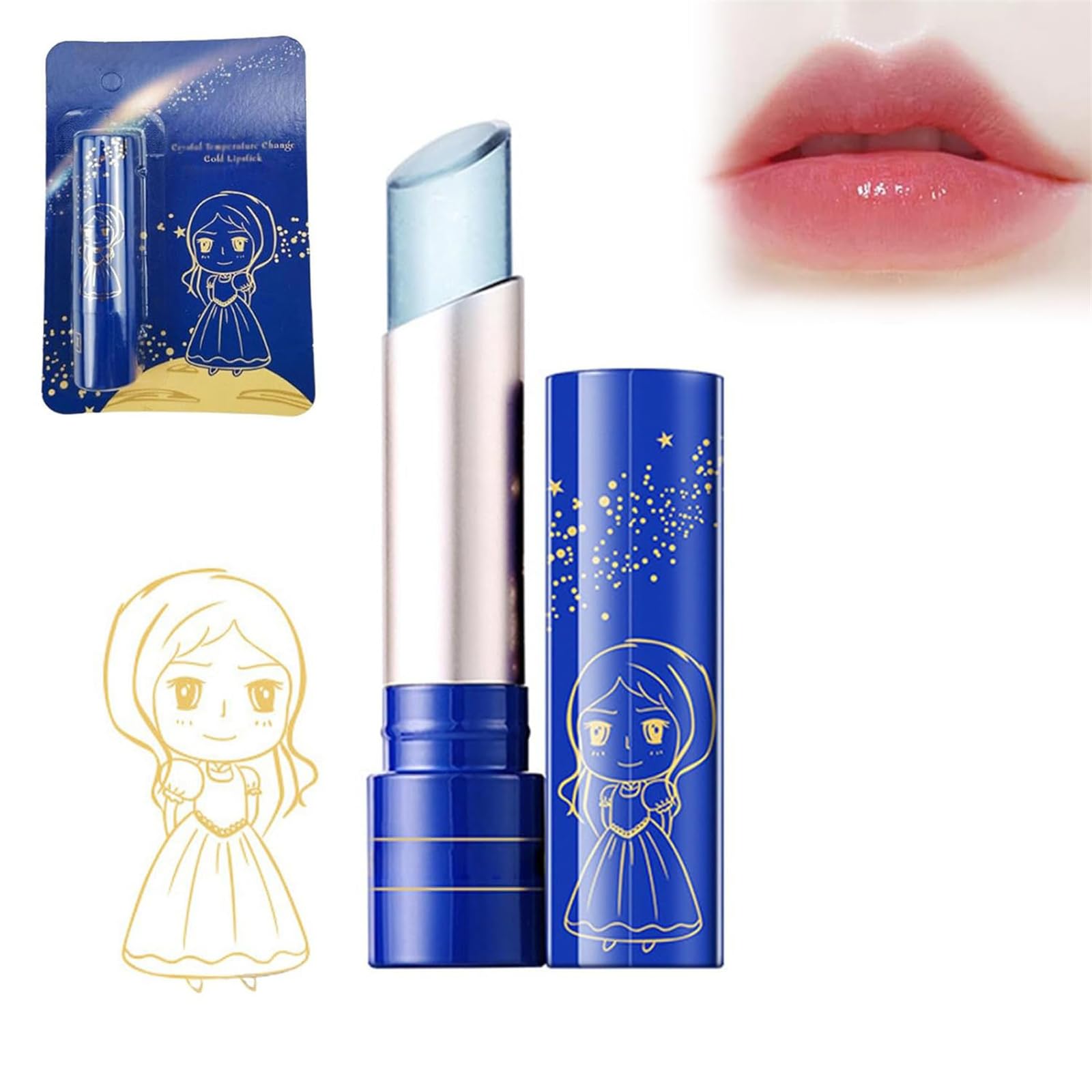 Korean Blue Jelly Lip Balm - Color Changing Lip Gloss Mini, Nourishing Lip Care Oil with Hydrating Formula | Perfect for Daily Moisturizing, Makeup Looks, and Gift Giving