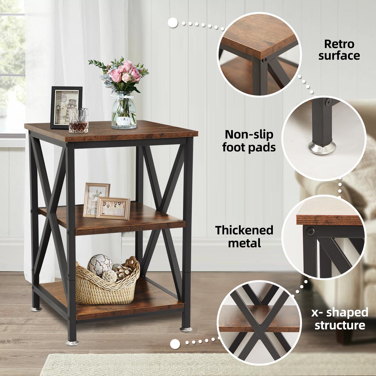 Farmhouse End Table with Storage Shelf - 12