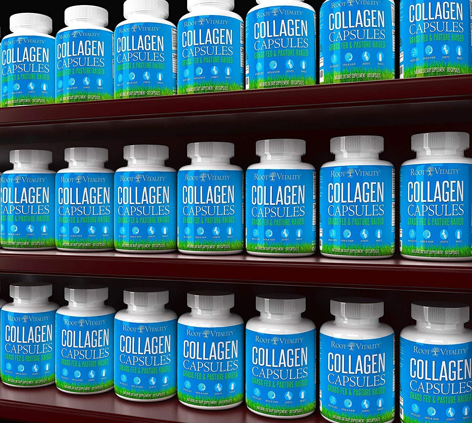 Grass-Fed Collagen Peptides Capsules - Hydrolyzed Protein Supplement for Skin, Hair & Nails - Non-GMO, Sugar Free Daily Pills for Men & Women (180 Caps) - Supports Joint Health & Beauty Routine