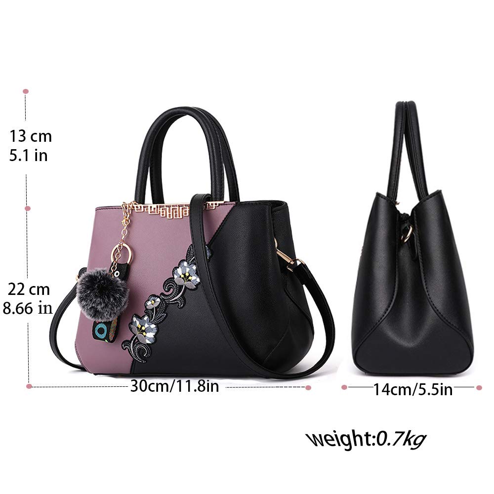 Elegant ELDA Women's Embroidery Top Handle Satchel Purse - Stylish Shoulder Bag & Tote for Work, Travel & Daily Use | Fashionable Ladies Handbag Collection