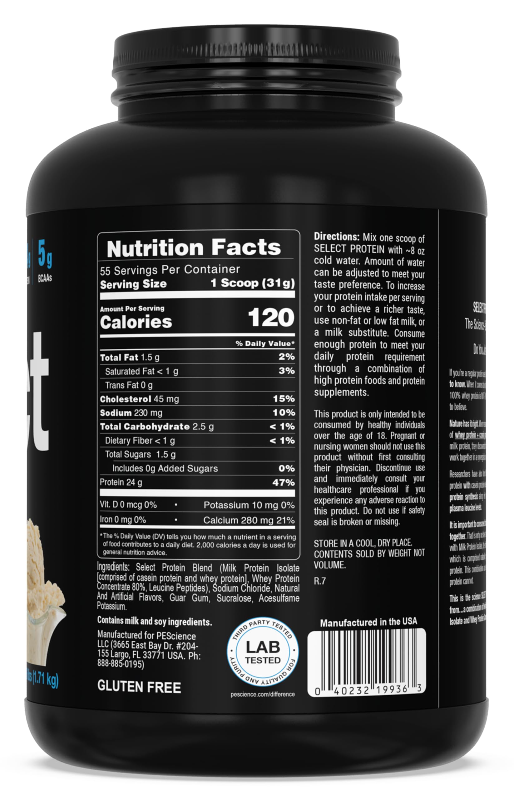 Select Protein Powder – Gourmet Vanilla, 55 Servings | Whey & Casein Blend for Muscle Growth & Recovery | Low Carb, Low Fat, Gluten-Free Protein Powder | Best Tasting Protein for Men & Women | Post-Workout, Meal Replacement & Weight Management