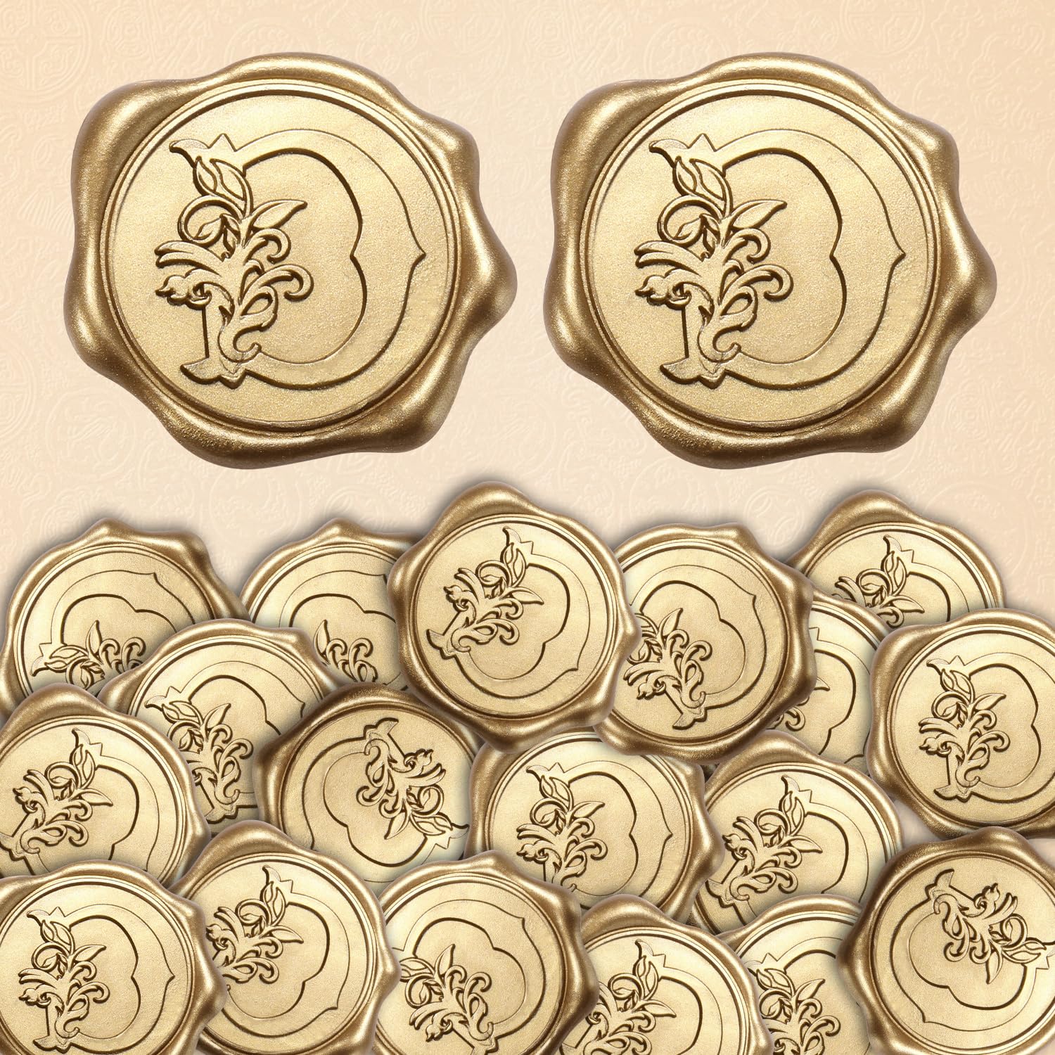 50pcs Self-Adhesive Wax Seal Stickers - Gold Alphabet Letter Seals for Wedding Invitations, Christmas Cards & Envelopes | Elegant Bronze Decorative Seals for DIY Crafts, Party Favors & Gift Wrapping