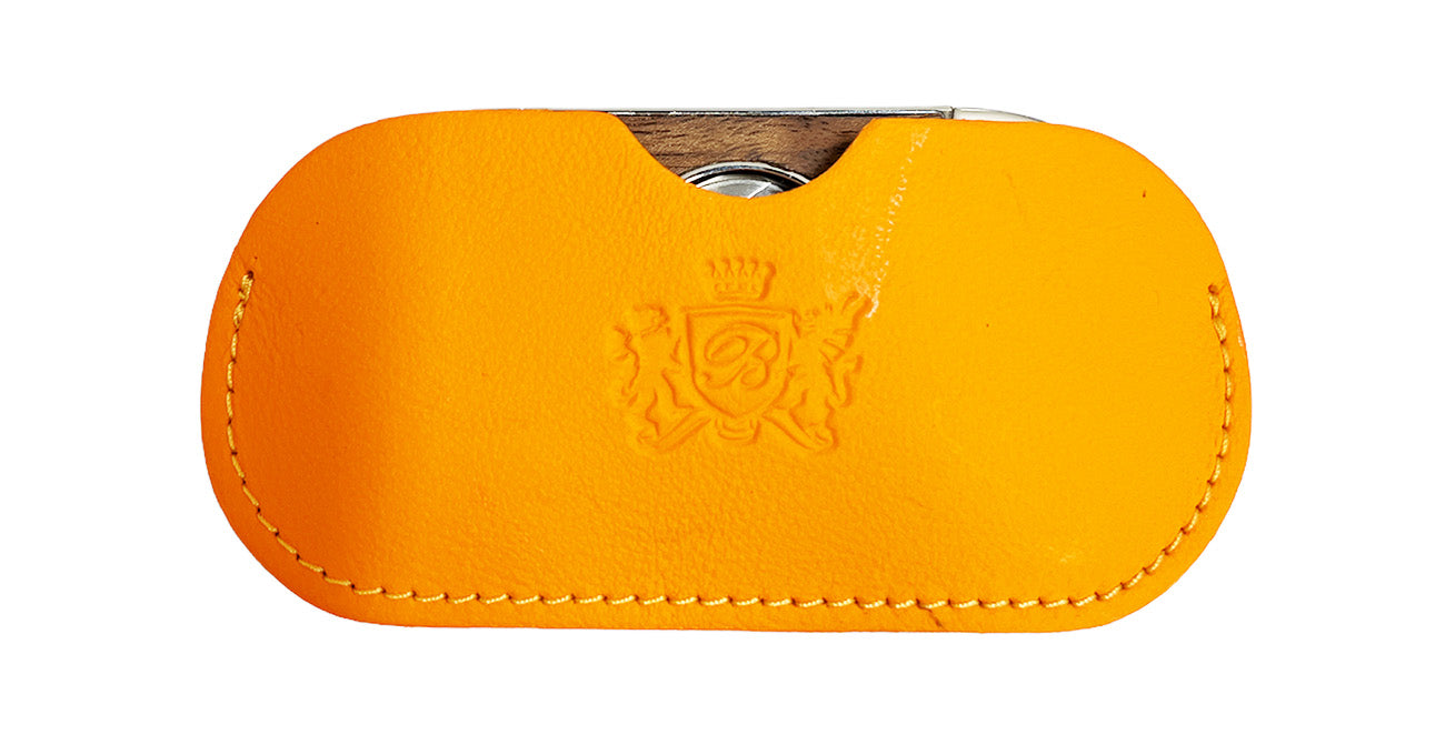 Premium Brizard & Co Double Guillotine Series II Cigar Cutter - Curly Walnut & Racing Orange Finish | Perfect for Cigar Aficionados, Gifts & Luxury Smoking Accessories