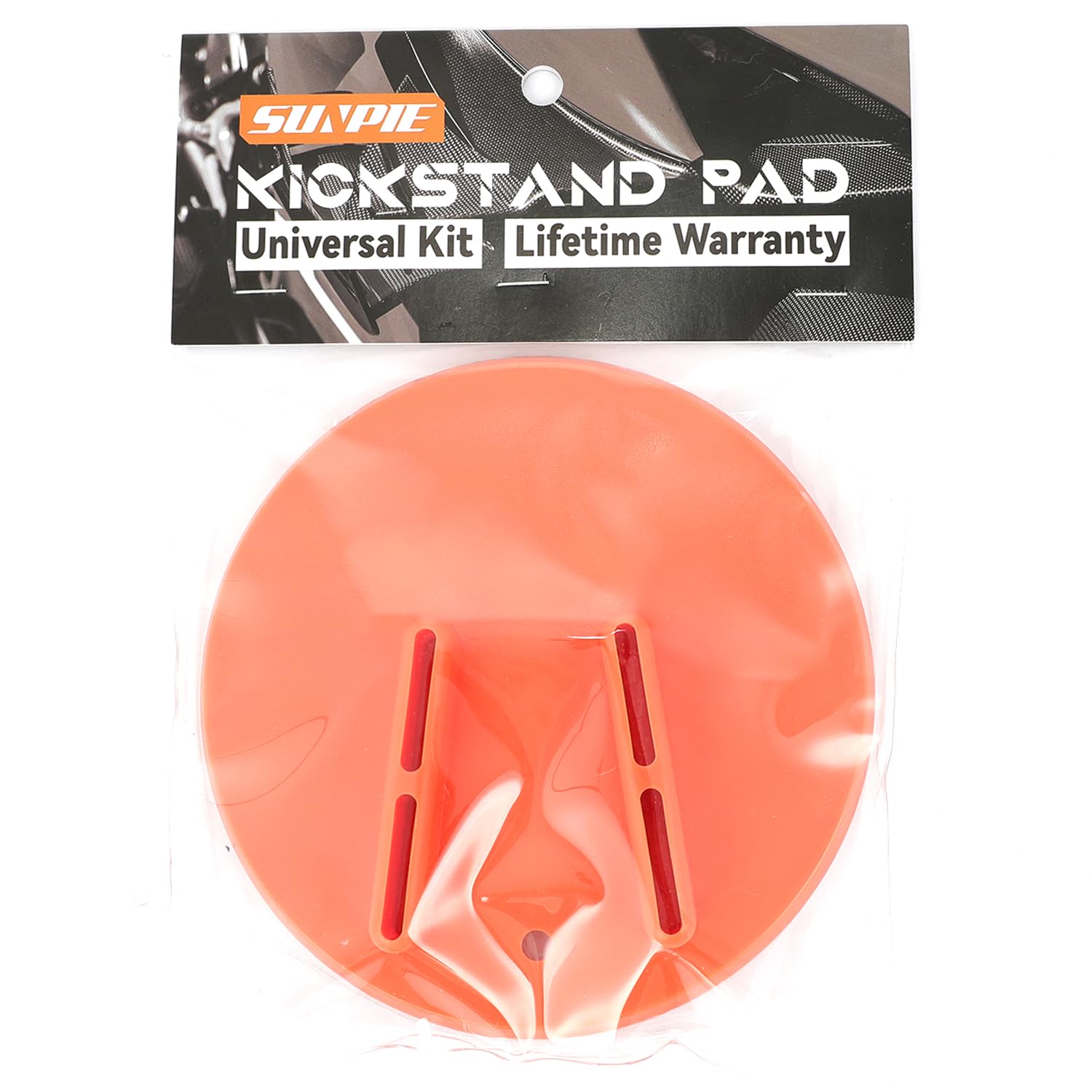 Universal Motorcycle Kickstand Pad - Orange, for Hot Pavement & Soft Ground Parking