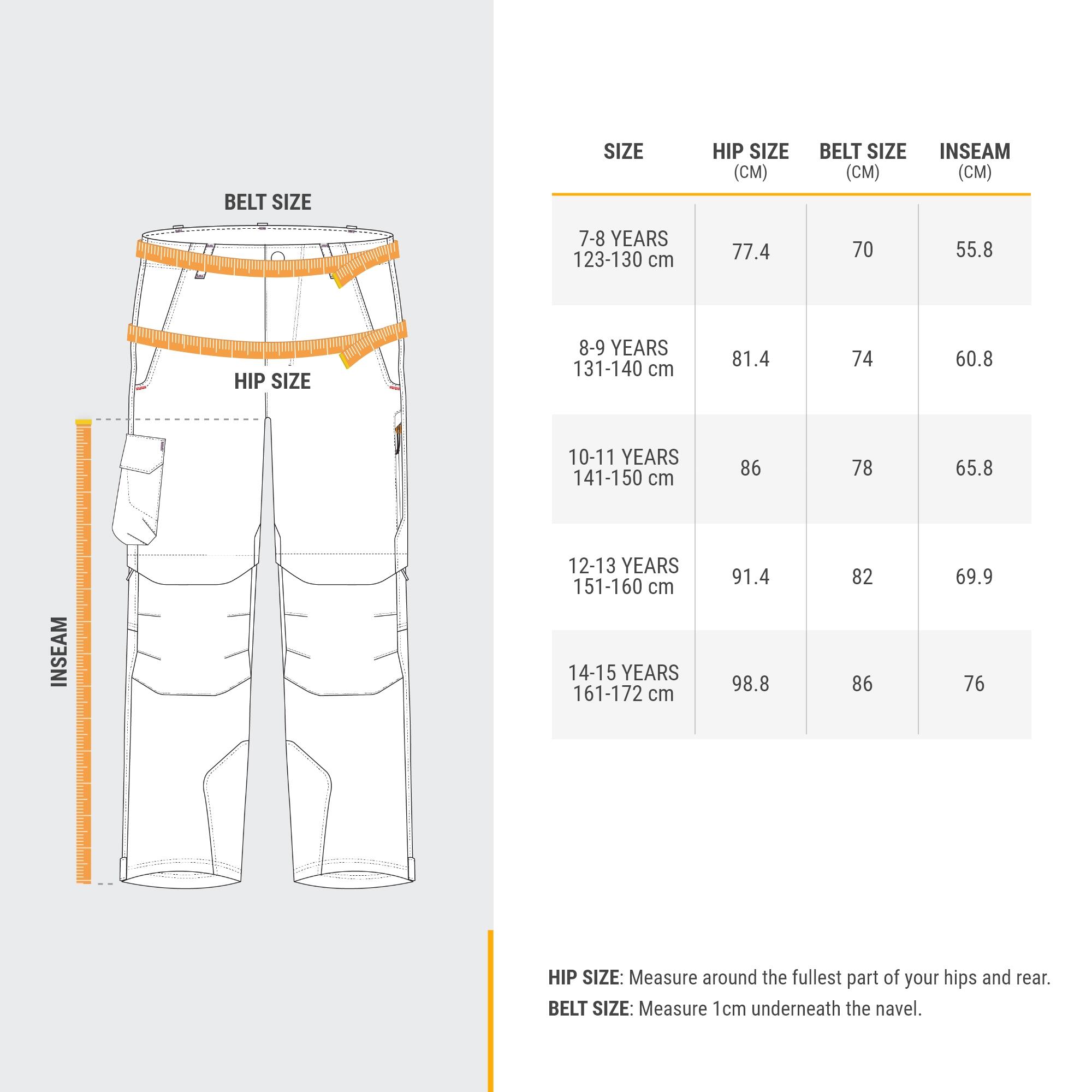 Quechua MH500 Convertible Hiking Pants for Kids - Adjustable & Water-Resistant Outdoor Pants for Boys & Girls Ages 7-15 - Perfect for Camping, Hiking & Outdoor Adventures