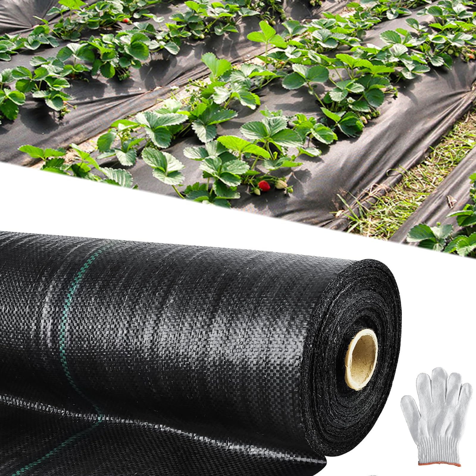 **Mupera Premium 3.8oz Woven PP Weed Barrier Fabric - 6ft x 300ft Black Landscape Ground Cover for Gardening, Driveway & Weed Control | Durable Geotextile Mat for Yards, Flower Beds & Pathways**