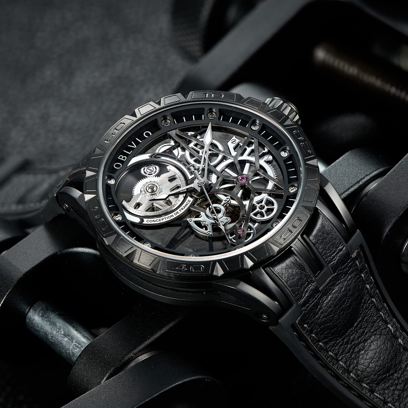 Top Luxury Designer Automatic Skeleton Dial Steel Watch - Genuine Leather Strap for Men, Perfect for Business, Formal Events & Everyday Wear
