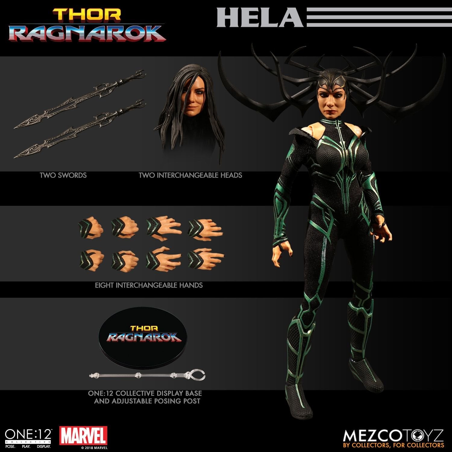Mezco Toyz One:12 Collective Marvel Comics Thor Ragnarok Hela 1/12 Scale Action Figure - Premium Collectible for Marvel Fans, Display & Role Play