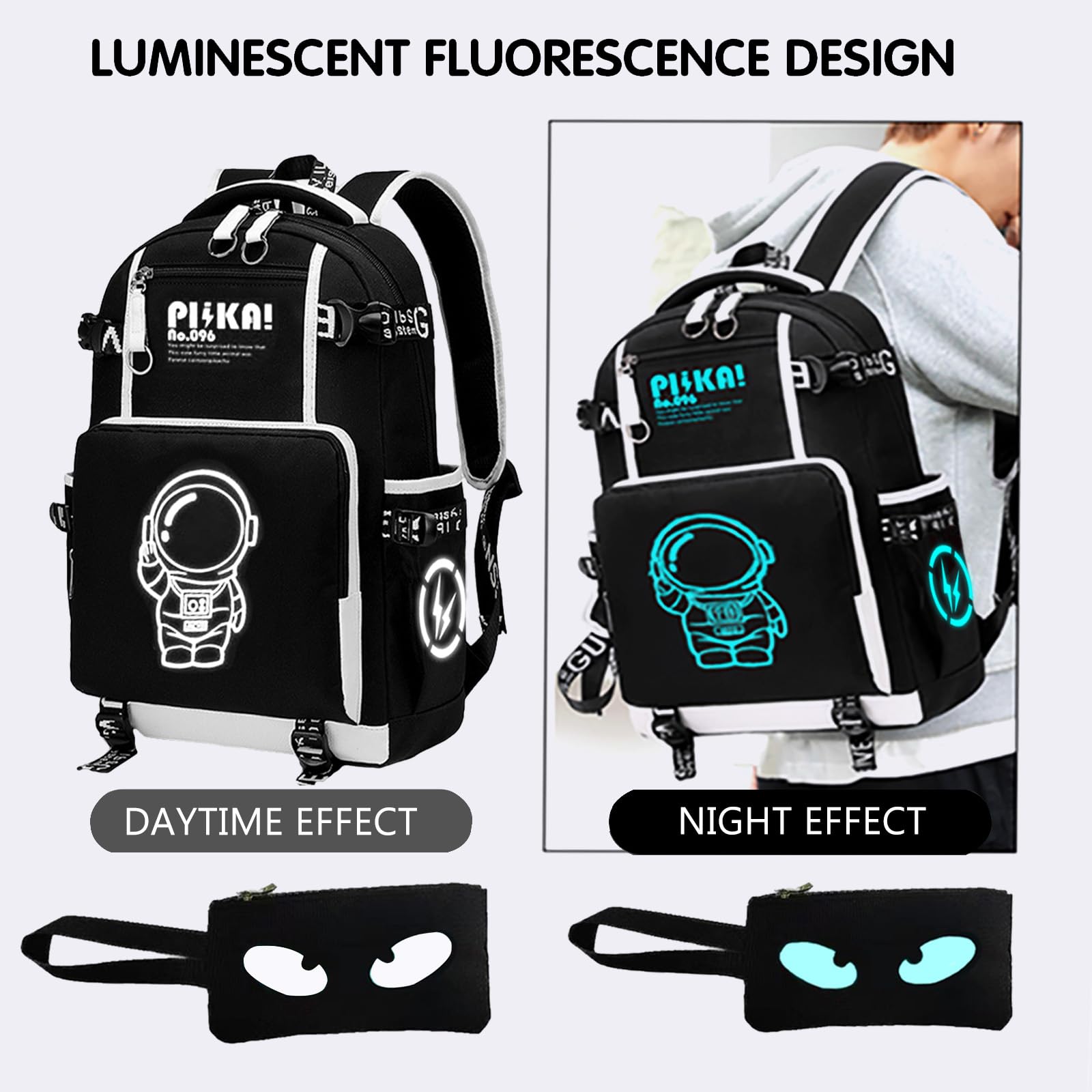 Anime Luminous Backpack with USB Port & Security Lock - 15.6 Inch Large Capacity Anti-Theft Travel Laptop Backpack for School, Work & Outdoor Adventures