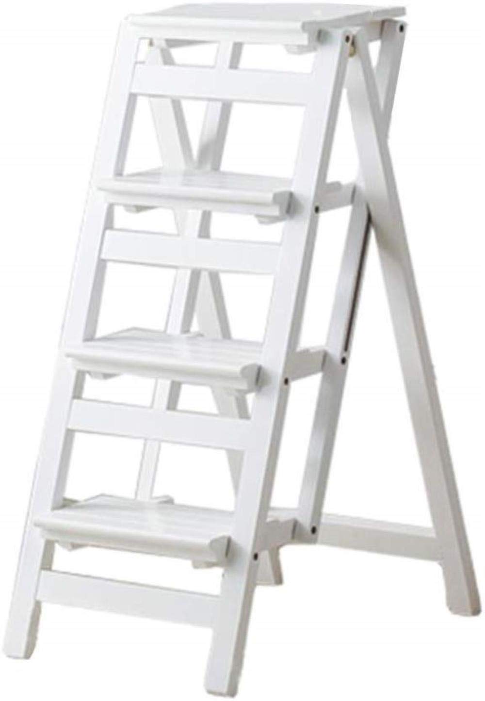 XHALERY 4-Step Wooden Step Stool - Multifunctional Folding Ladder for Home, Library, Shelf Access - 150kg Weight Capacity - Perfect for Reaching High Places, Organizing, and Household Use