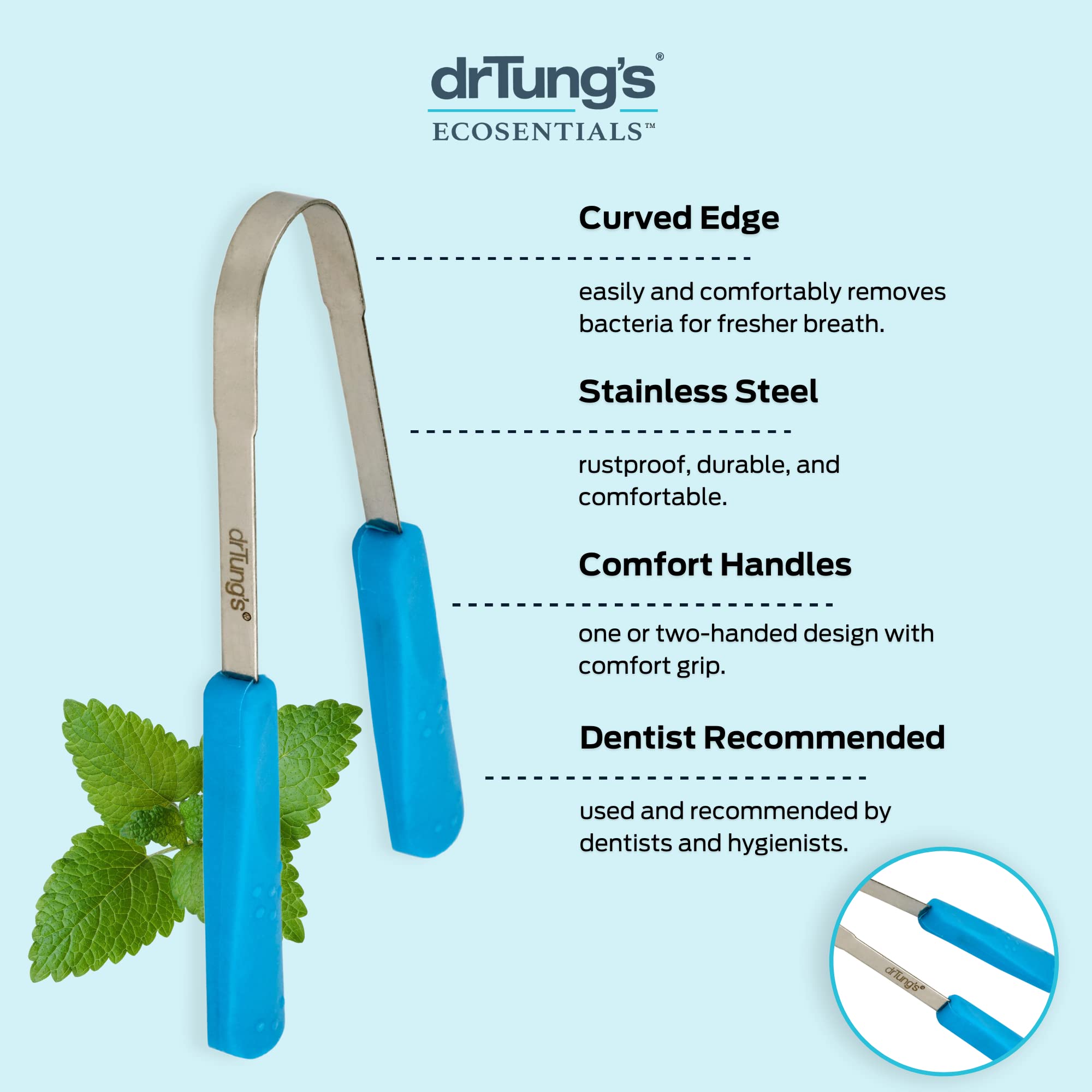 Dr. Tung's Stainless Steel Tongue Cleaner - Pack of 4 | Fresh Breath Oral Hygiene Tool for Daily Use | Perfect for Travel, Home & Gym