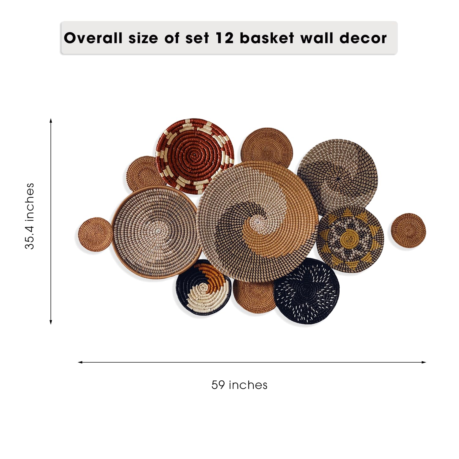 Boho Wall Hanging Basket Set - Handwoven Decorative Wall Baskets for Home Decor, Natural Woven Wall Art, Macrame Basket Collection - Perfect for Living Room, Bedroom, or Boho Chic Home Decor