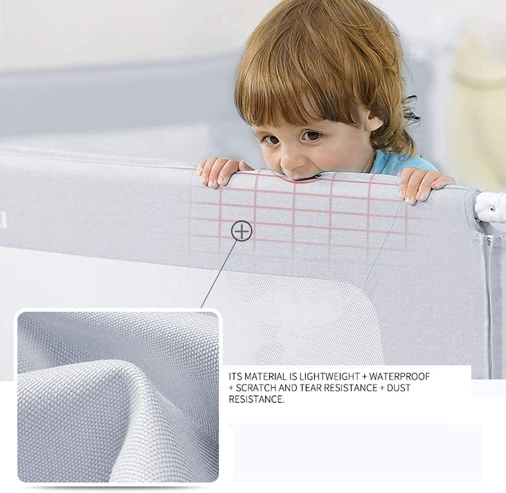Extra Long Baby Playpen Bed Rail - 180cm & 150cm Gray Safety Bed Rails with Swing Down Design, Mesh Guard & Liftable Crib Feature | Anti-Collision & Anti-Drop Protection for Toddlers | Perfect for Nursery, Daycare & Travel Use
