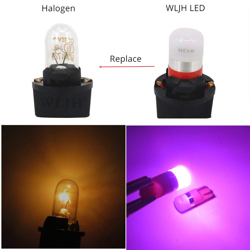 WLJH Pink Purple T10 LED 194 Dash Light Bulbs - Twist Lock Socket for Instrument Cluster Panel Gauge (PC168 PC194 PC195) - Pack of 20 - Perfect for Car Interior Lighting & Dashboard Customization