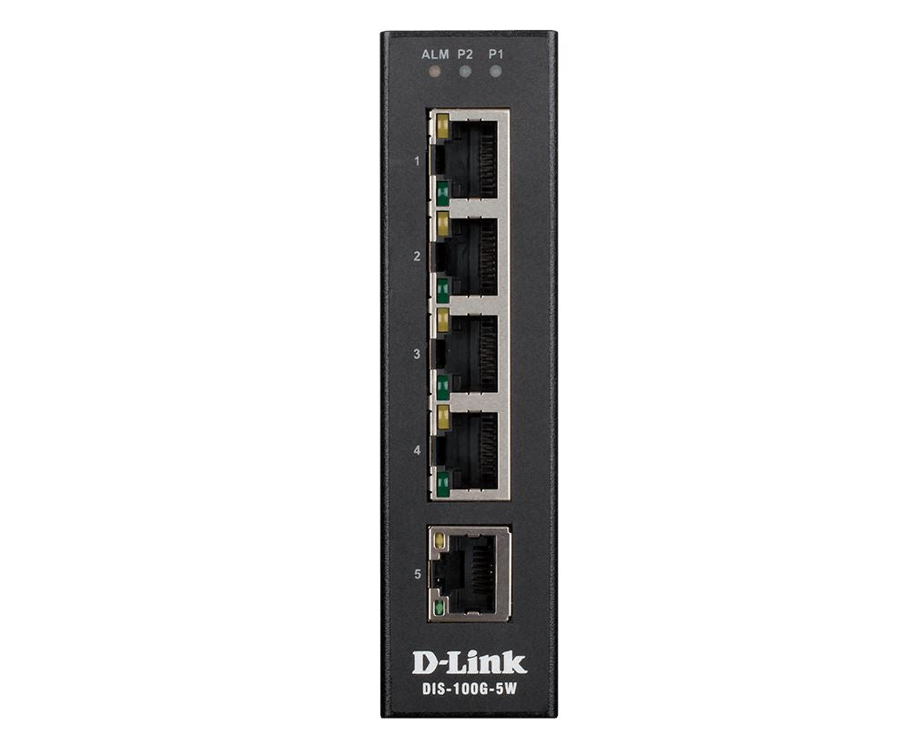D-Link DIS-100G 5-Port Gigabit Unmanaged Industrial Ethernet Switch - 5W Power - Ideal for Factory Automation & Harsh Environments (Pre-Order)