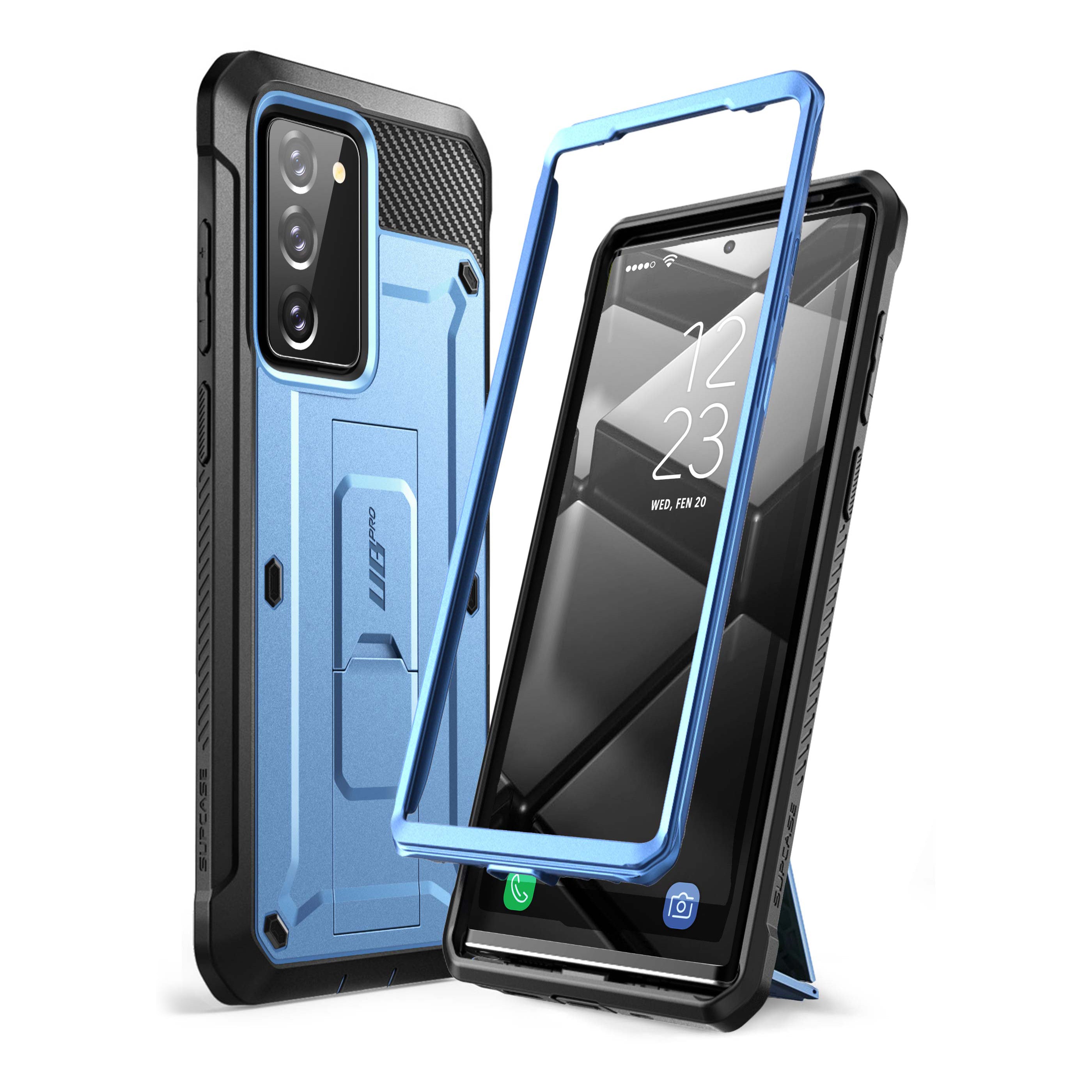 Samsung Galaxy Note20 Unicorn Beetle PRO Rugged Holster Case - Heavy Duty Shockproof Protection with Built-in Screen Protector & Kickstand (Metallic Blue) - Perfect for Construction, Outdoor Work & Extreme Sports