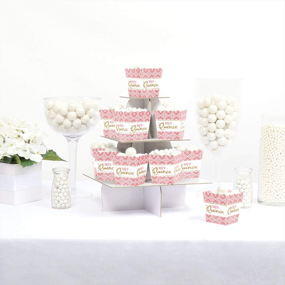 Big Dot of Happiness Quinceañera Party Mini Favor Boxes - Sweet 15 Birthday Candy Treat Boxes - Set of 12 for Quinceañera Celebrations, Birthday Parties & Special Events