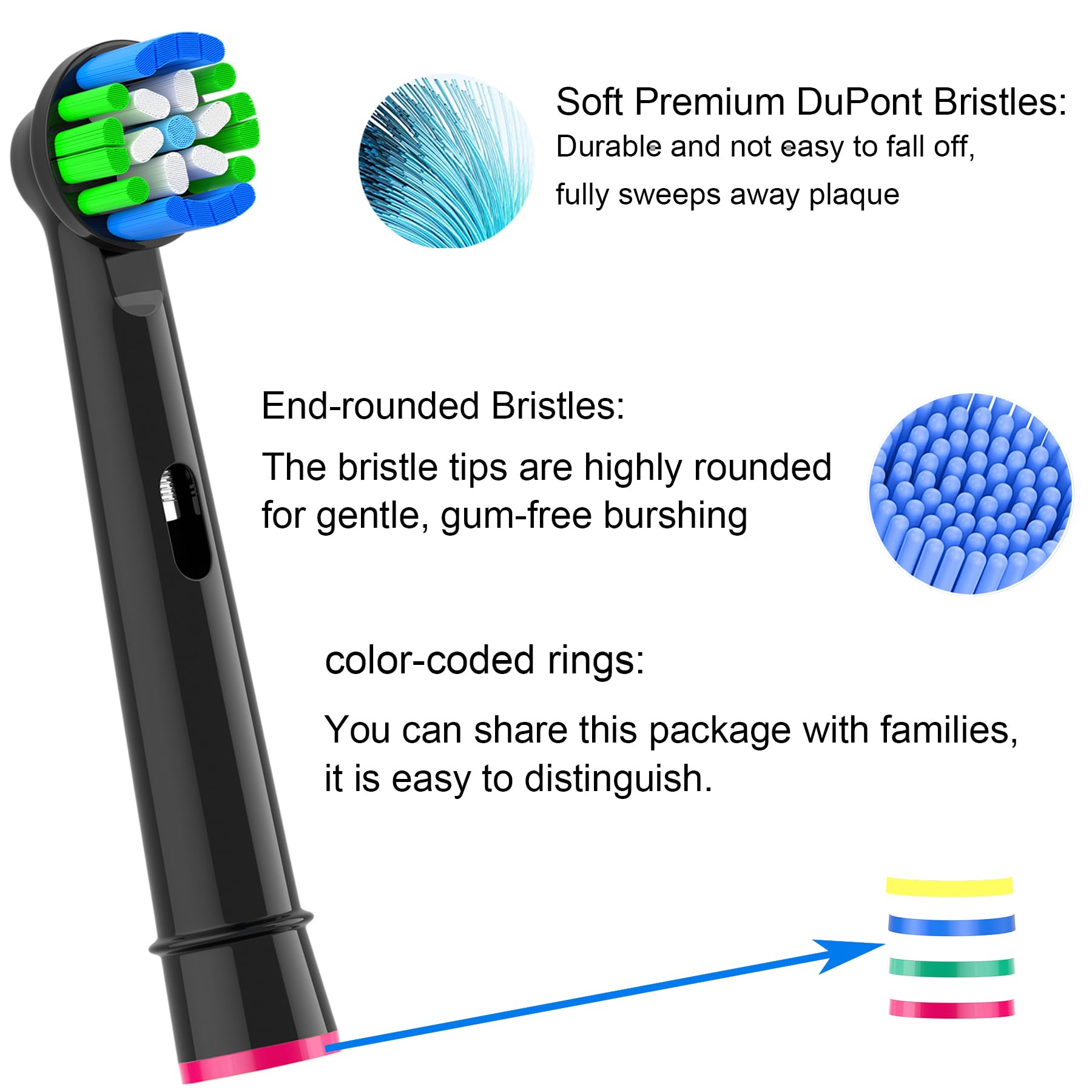 Oral B Electric Toothbrush Replacement Heads - 16 Pack Professional Medium Bristle Brush Heads for Deep Cleaning | Compatible with Most Oral-B Models | Perfect for Travel, Home & Family Dental Care