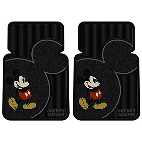 2-Piece Mickey Mouse Vintage Front Rubber Floor Mats Set - Non-Slip Car Mats for Disney Fans, Perfect for Cars, Trucks, and SUVs