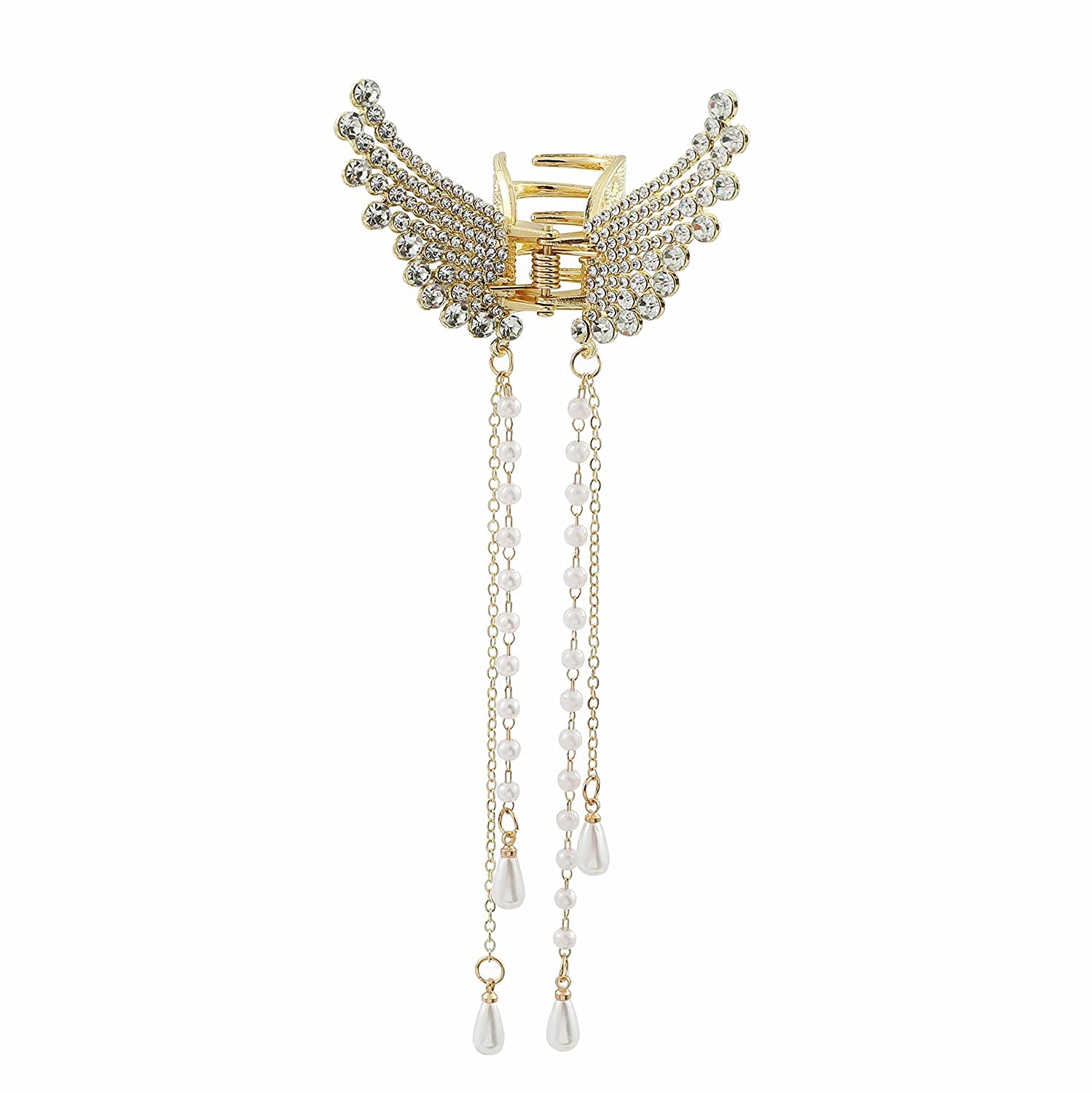 TOPPROSPER Rhinestone Crystal Pearl Butterfly Hair Clips for Women - Elegant Tassel Hairpins for Parties, Weddings & Special Occasions - Shiny Hair Accessories Gift Set for Birthday, Bridal & Prom