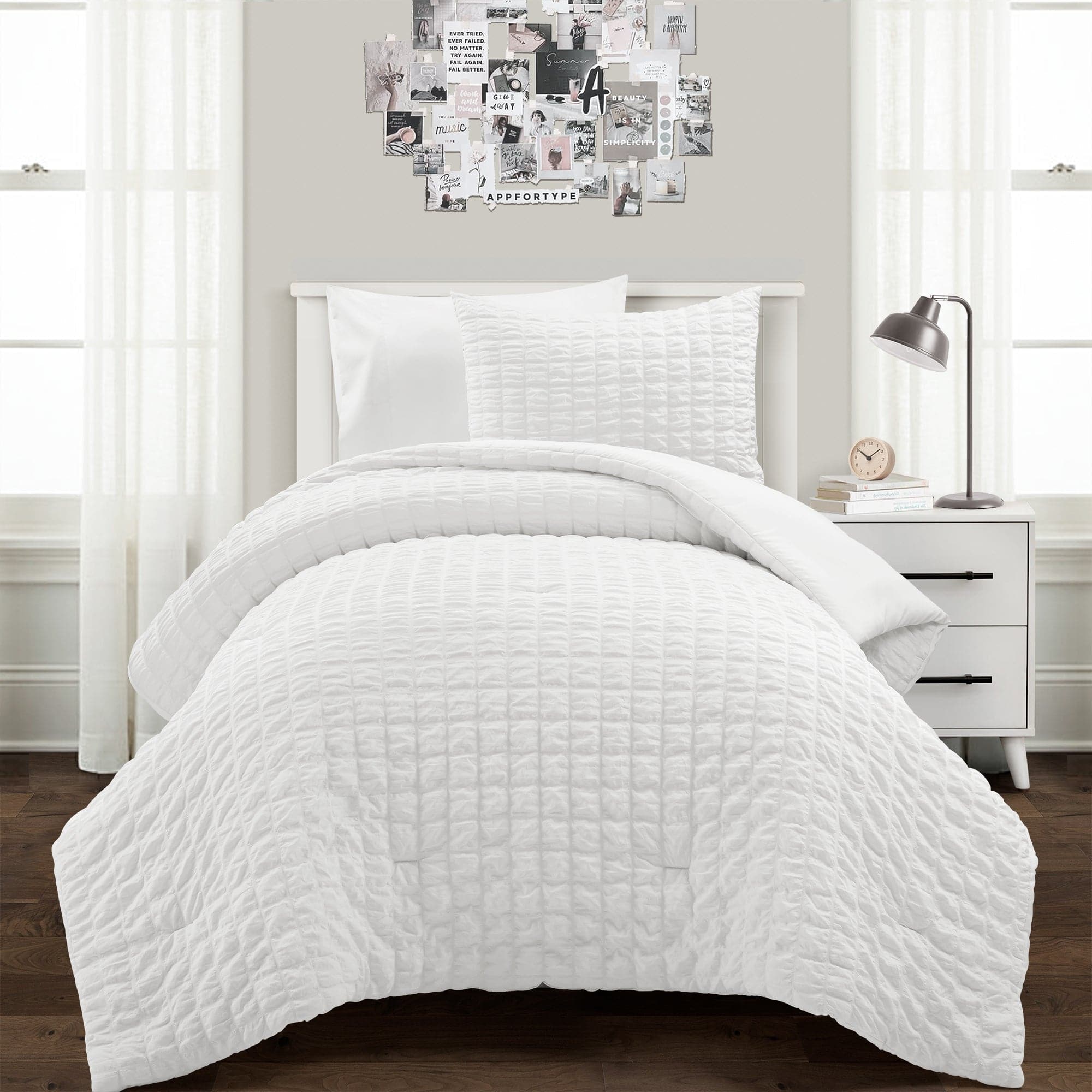Luxury Crinkle Textured Dobby Comforter Set - Queen Size Bedding with Pillow Shams - Soft & Breathable for All Seasons - Perfect for Master Bedroom, Guest Room & Cozy Home Decor