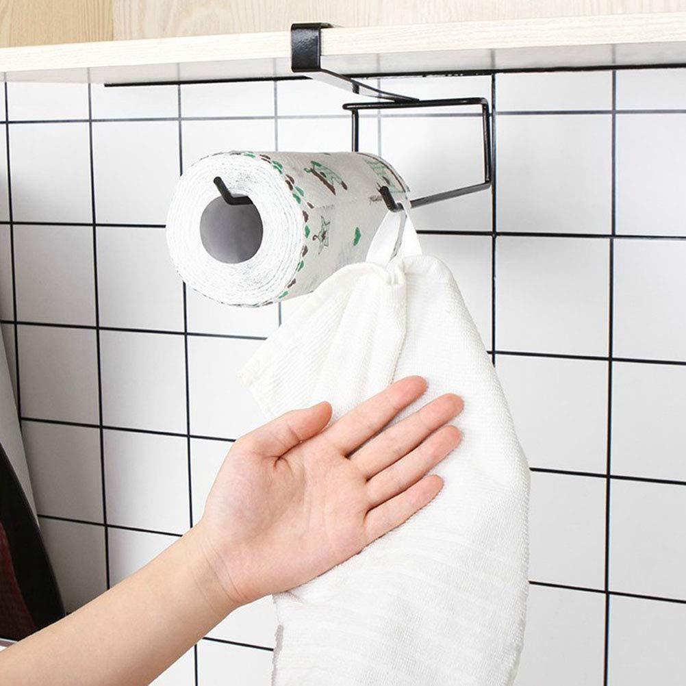 2-Pack No Punch Under Cabinet Paper Towel Holder & Toilet Tissue Organizer - Space-Saving Kitchen Storage for Paper Towels, Plastic Wrap & More - Perfect for Under Sink, Pantry or Cabinet Door Organization