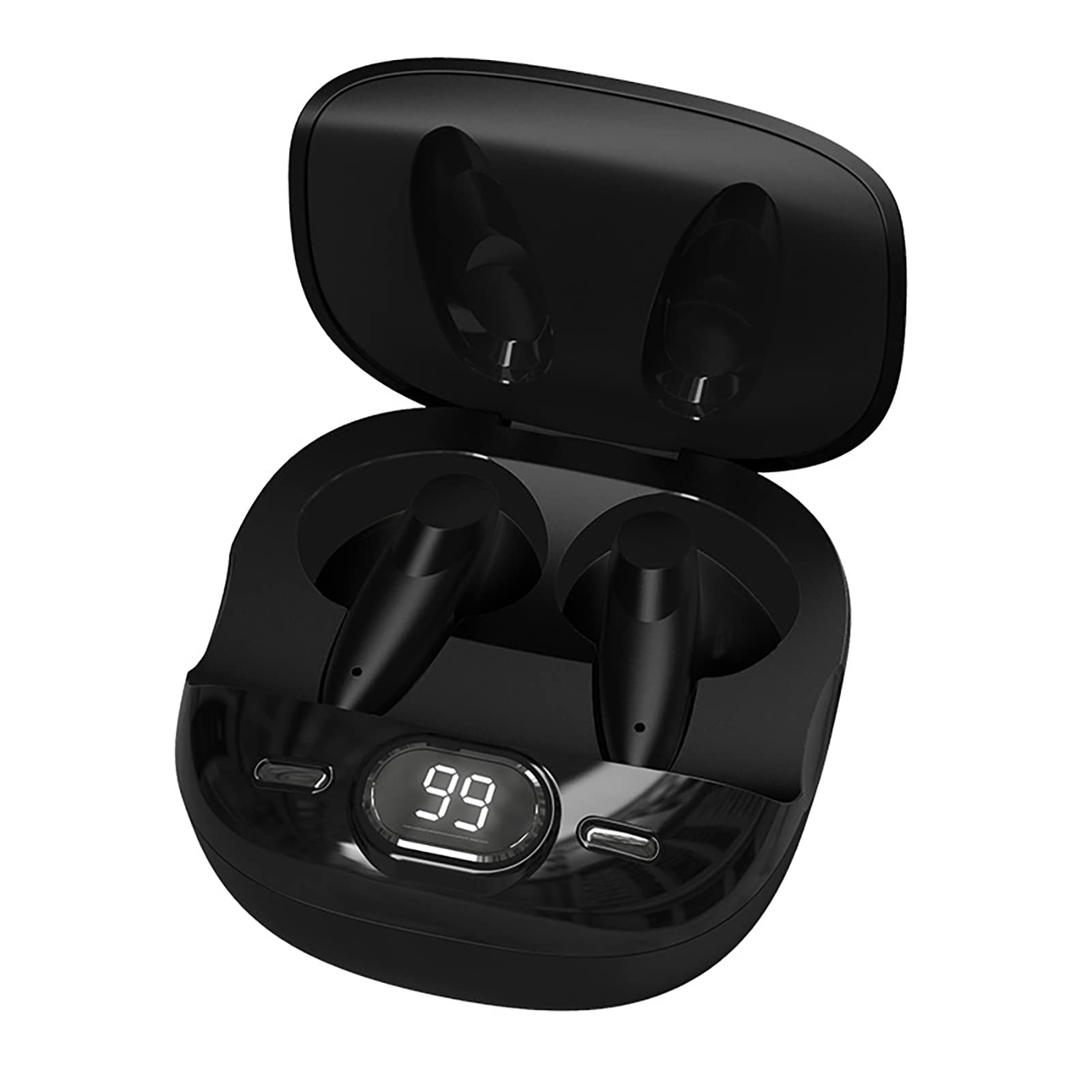 Wireless Bluetooth 5.2 Earbuds with LED Power Display, Sweatproof Stereo Earphones, Fingerprint Touch Control - Perfect for Gym, Running & Workout (Black)