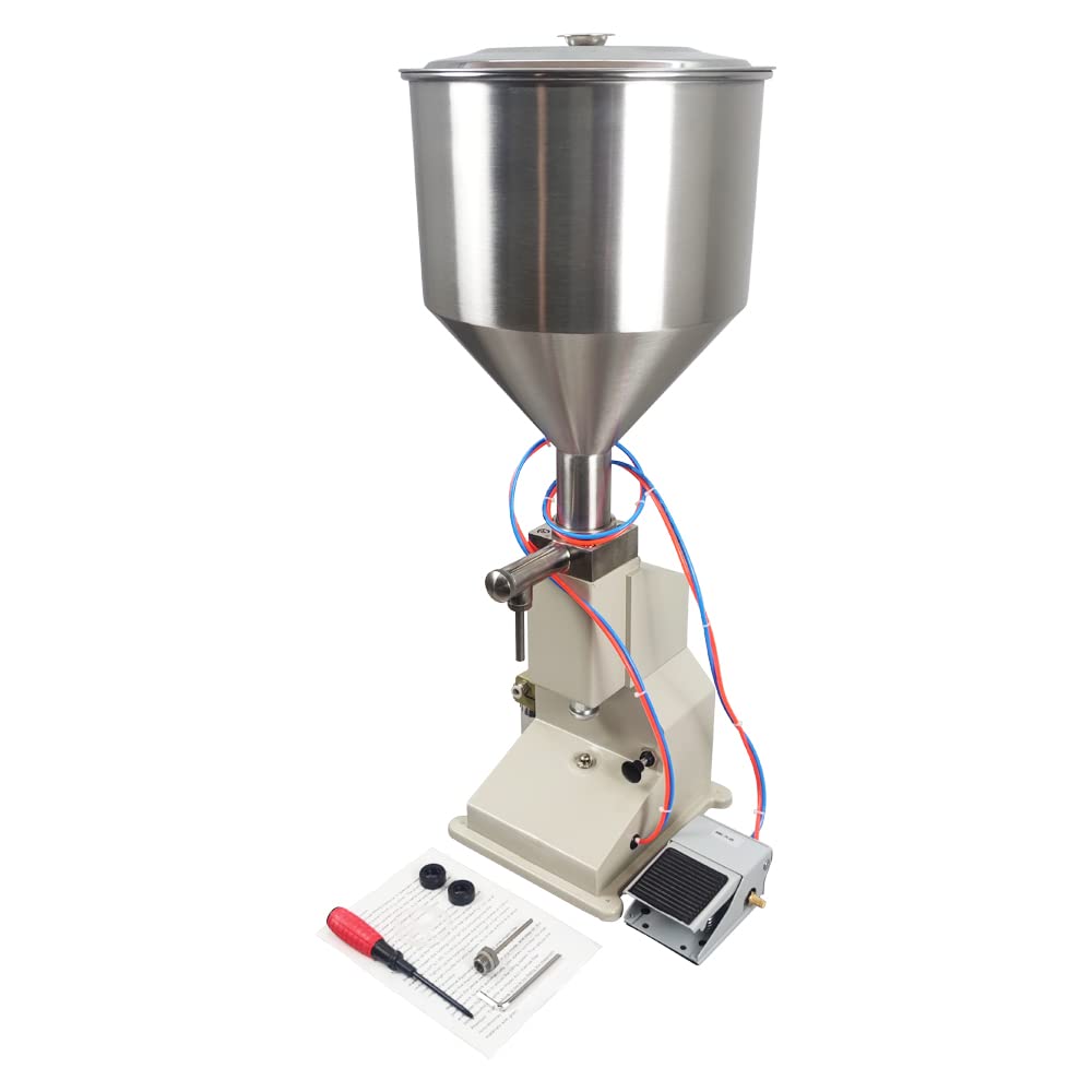 TECHTONGDA 5-50ml Pneumatic Liquid Paste Filling Machine | Stainless Steel Bottle Filler for Cream, Shampoo, Lube, Oil & Honey (Model A02) | Ideal for Cosmetic, Food & Pharmaceutical Packaging