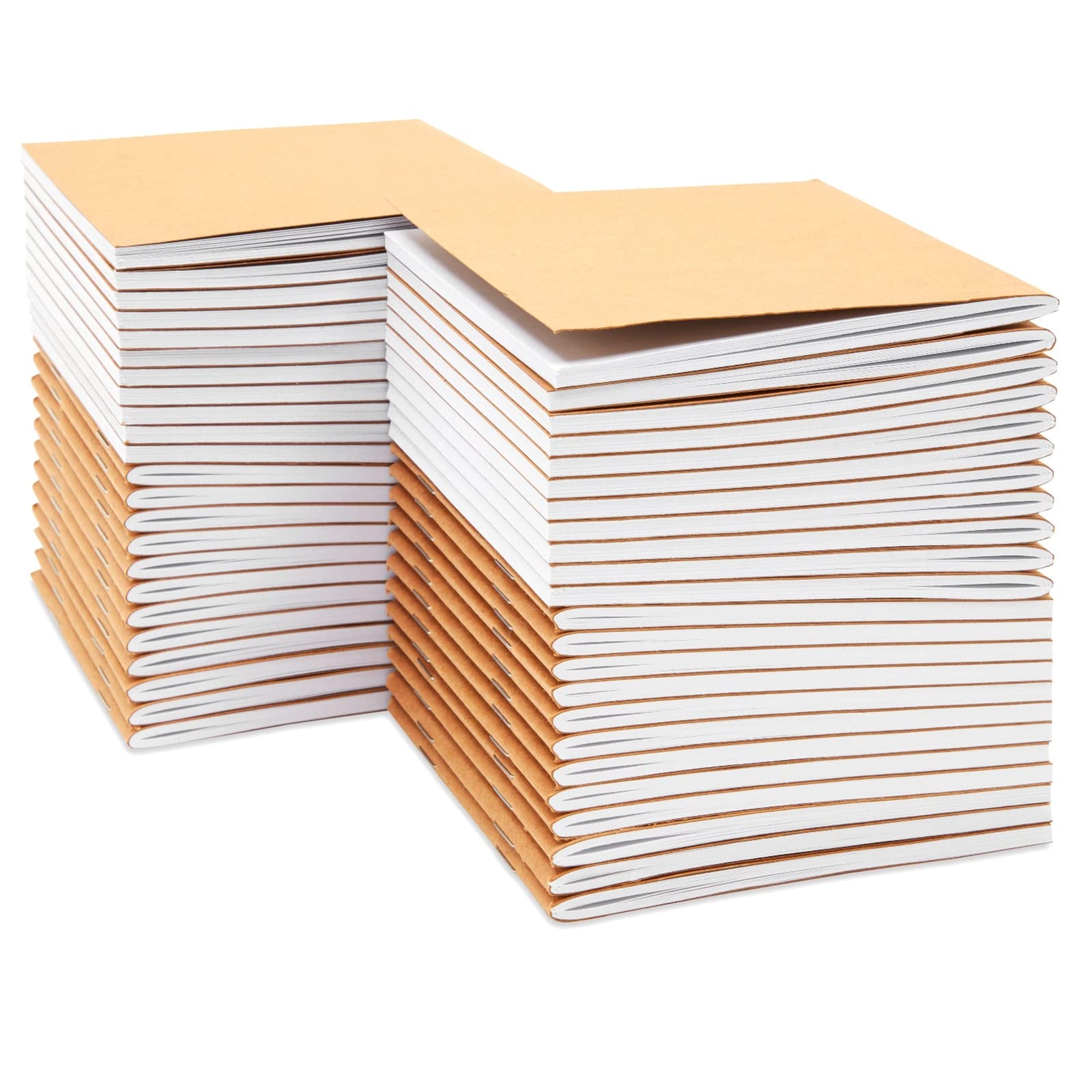 48-Pack Mini Kraft Notebooks for Kids - 4x4 Inch Sketchbooks for Classroom & Travel Writing