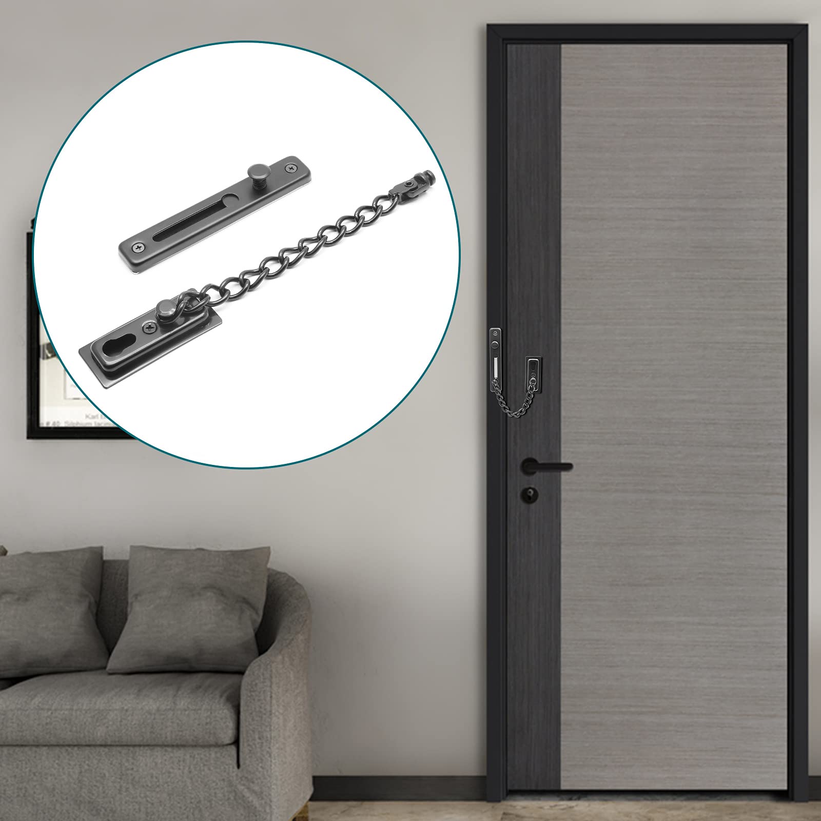 2 Pack Stainless Steel Door Chain Lock with Spring - Anti-Theft Security Chain Guard for Doors & Windows - Home Security Protection for Apartments, Hotels & Offices
