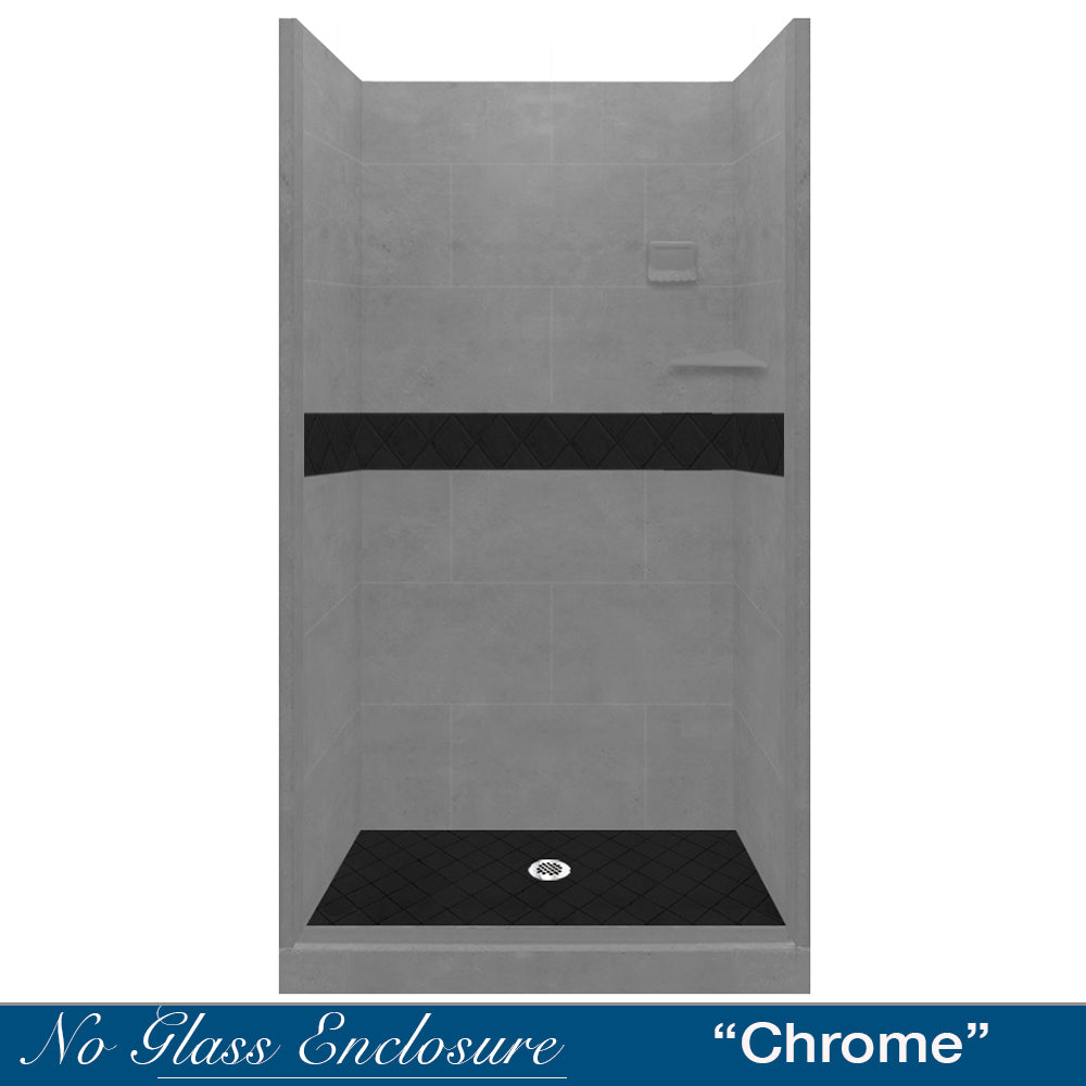 Alcove Portland Cement Sistine Stone & Diamond Stone Accent - DIY Shower Remodel Kit for Bathroom Renovation | Waterproof Tile Backer Board for Wet Areas