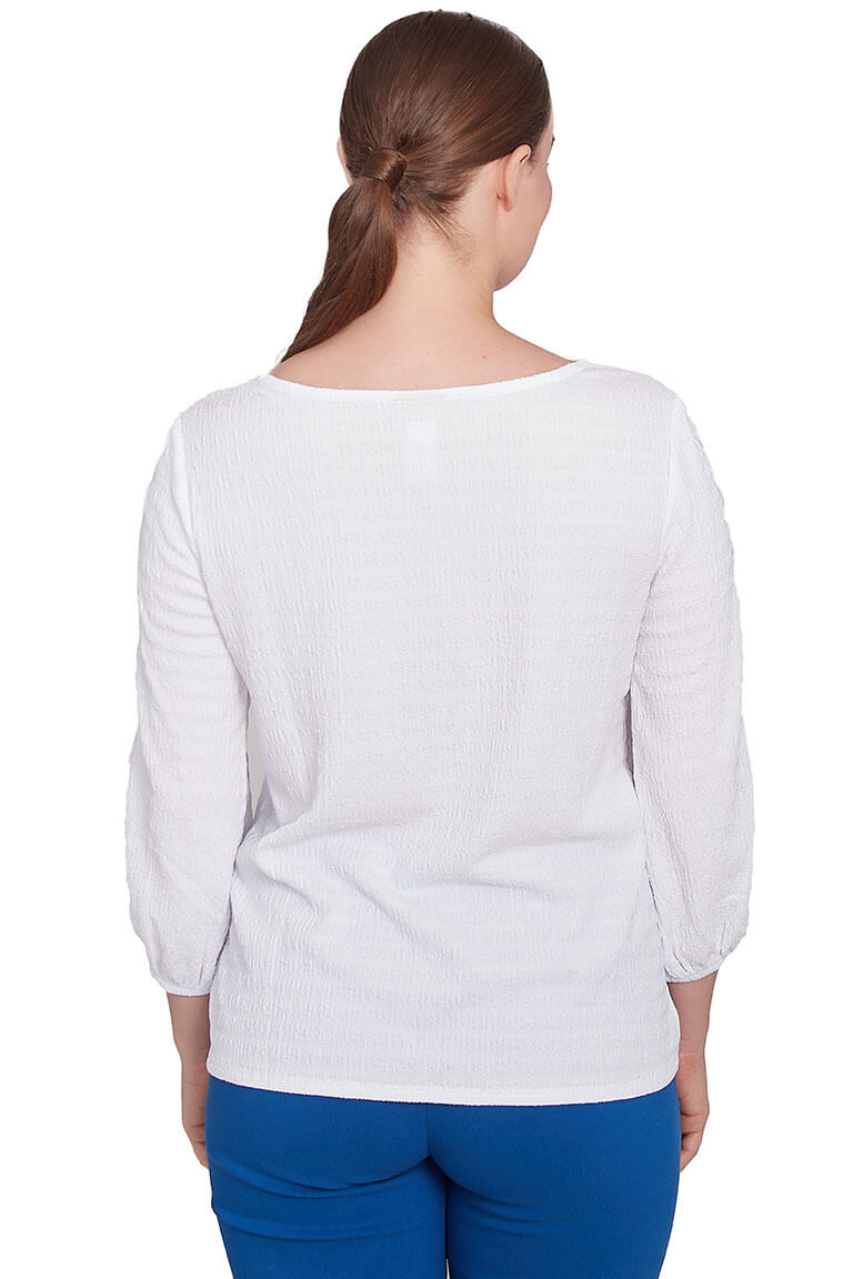 Bella Vista Eyelet Lace Textured Blouse for Women - Elegant Floral Embroidered Tops - Perfect for Office, Party & Date Night Outfits