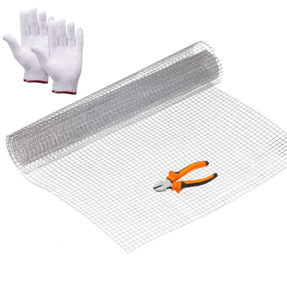 Hot-Dipped Galvanized Welded Wire Mesh Roll - 1.5x15m Silver Garden Fence, Pet Cage & Chicken Coop Barrier - Heavy Duty Hardware Cloth with Pliers for Patio, Farm & DIY Projects | Durable Outdoor Protection for Animals & Plants