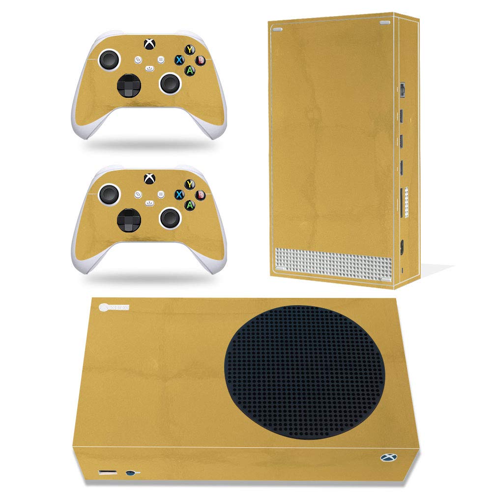 Golden Skin Decal Sticker Cover Set for Xbox Series S Console & Controller - Premium Gold Vinyl Wrap - Perfect for Gaming Setup, Customization & Protection