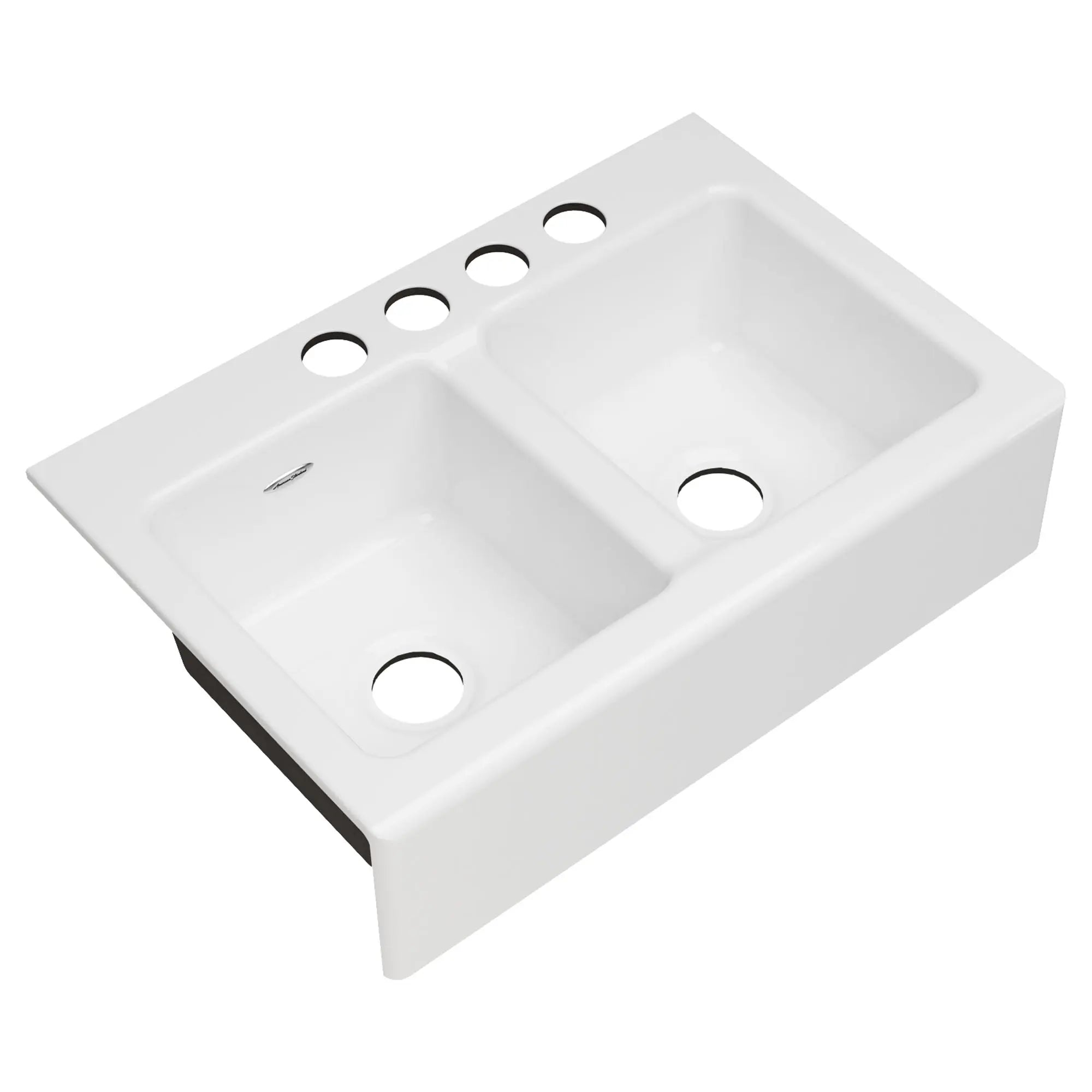 Delancey 33 x 22 Inch Cast Iron 4 Hole Undermount Double Bowl Farmhouse Kitchen Sink - Perfect for Rustic & Modern Kitchens, Dishwashing & Food Prep